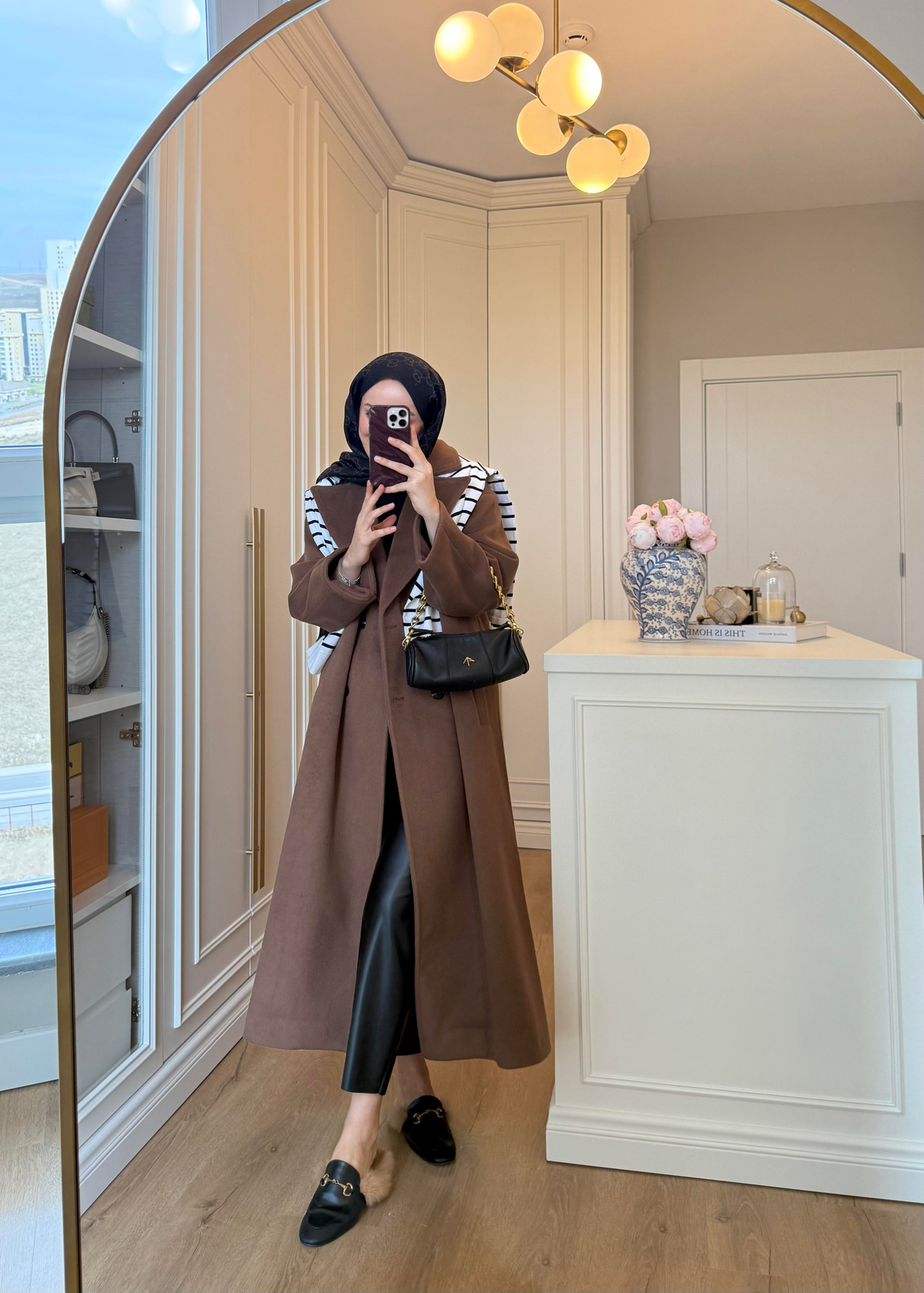 ZR Muadili Oversize Kaşe Kaban Kahverengi