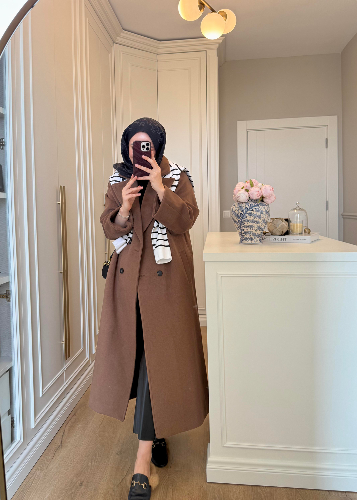 ZR Muadili Oversize Kaşe Kaban Kahverengi