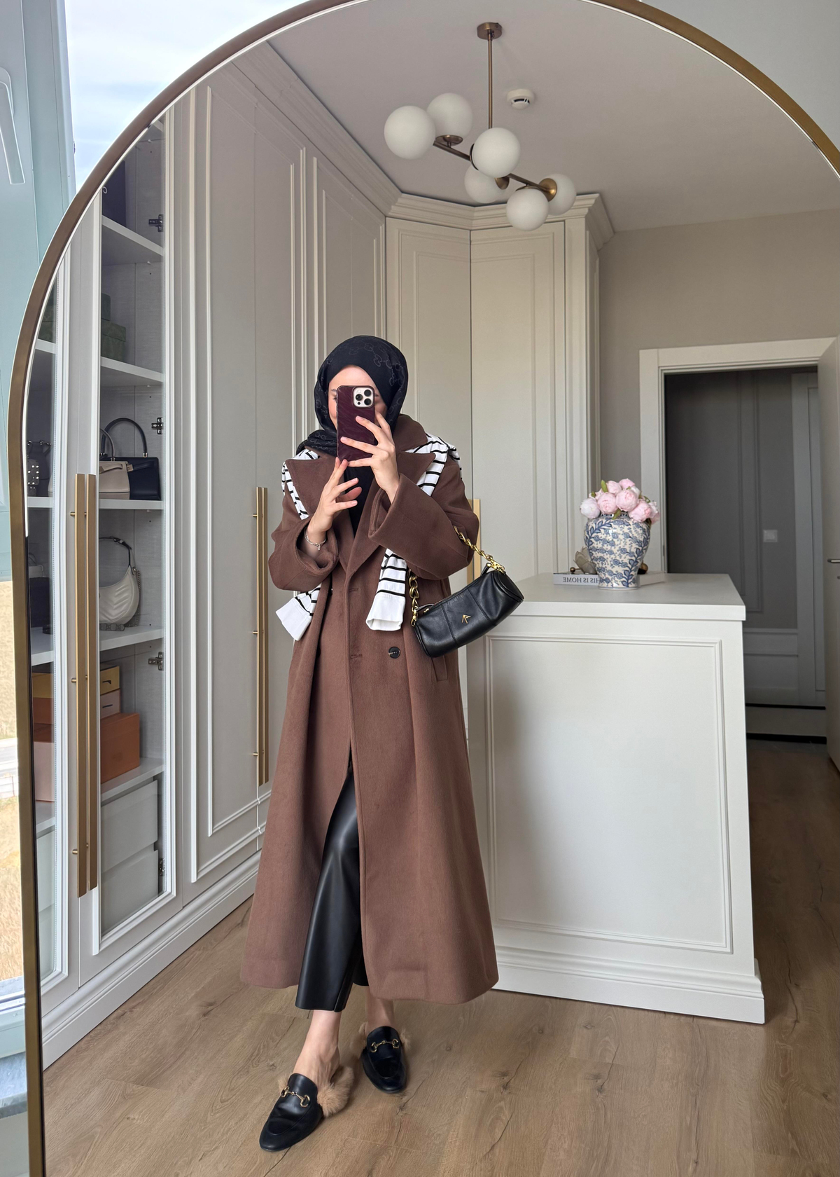 ZR Muadili Oversize Kaşe Kaban Kahverengi