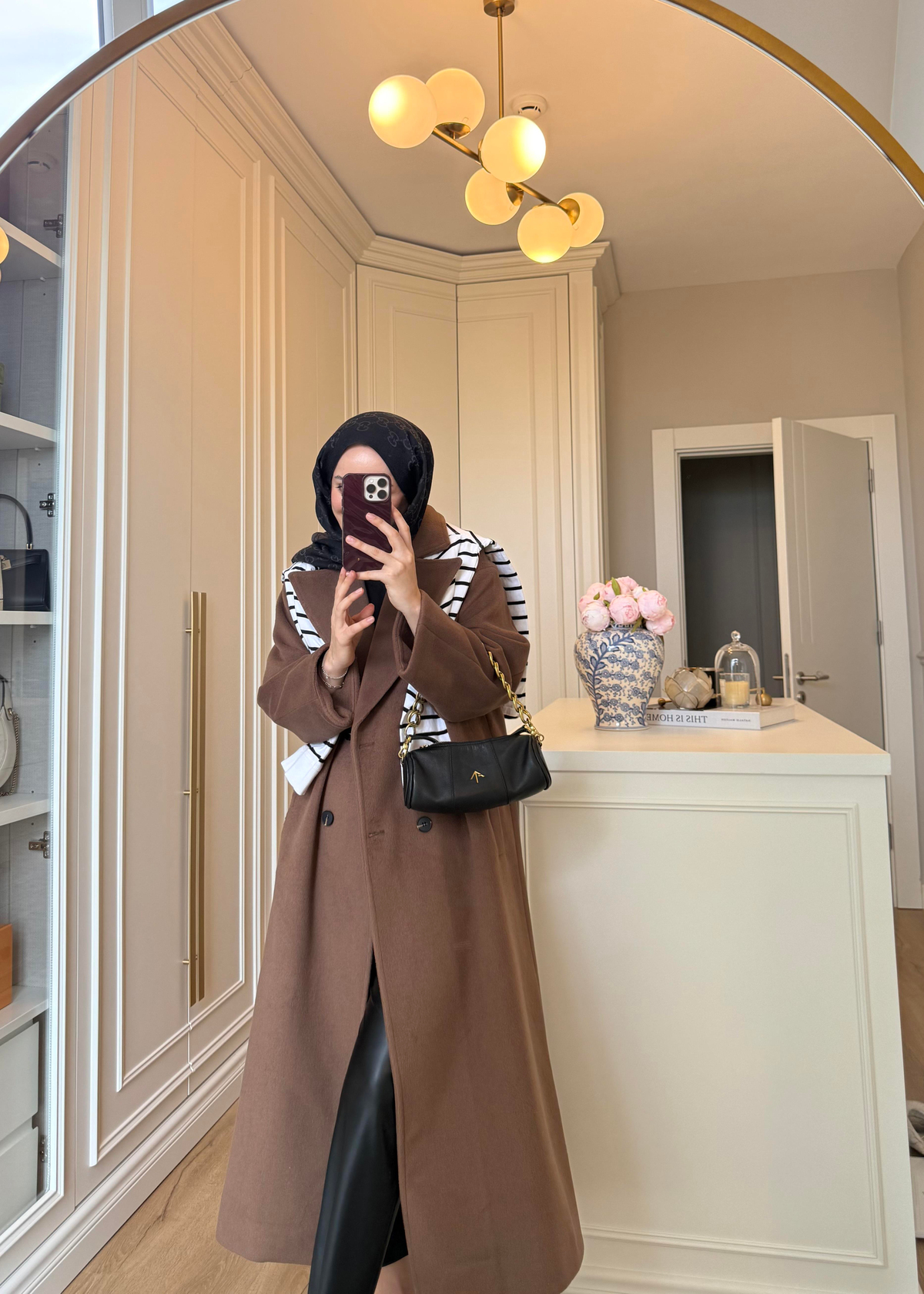 ZR Muadili Oversize Kaşe Kaban Kahverengi