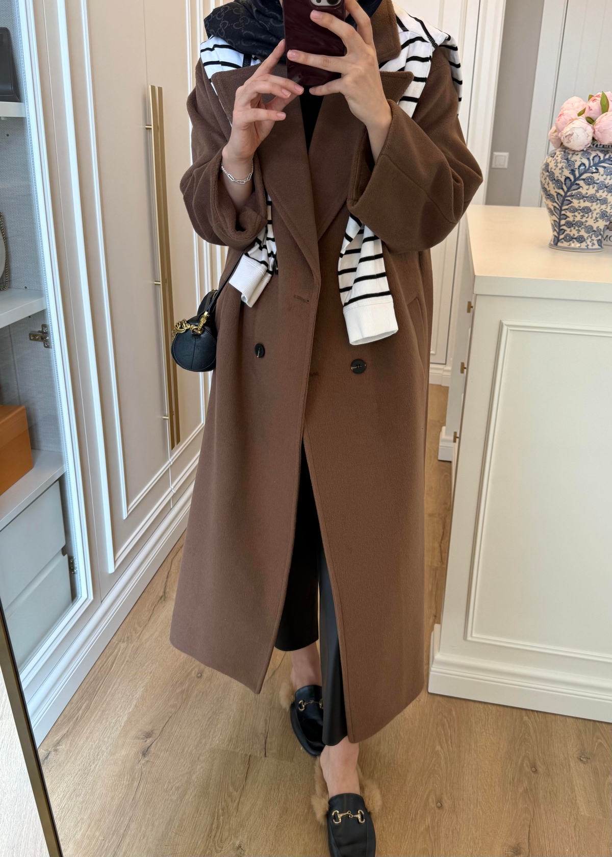 ZR Muadili Oversize Kaşe Kaban Kahverengi