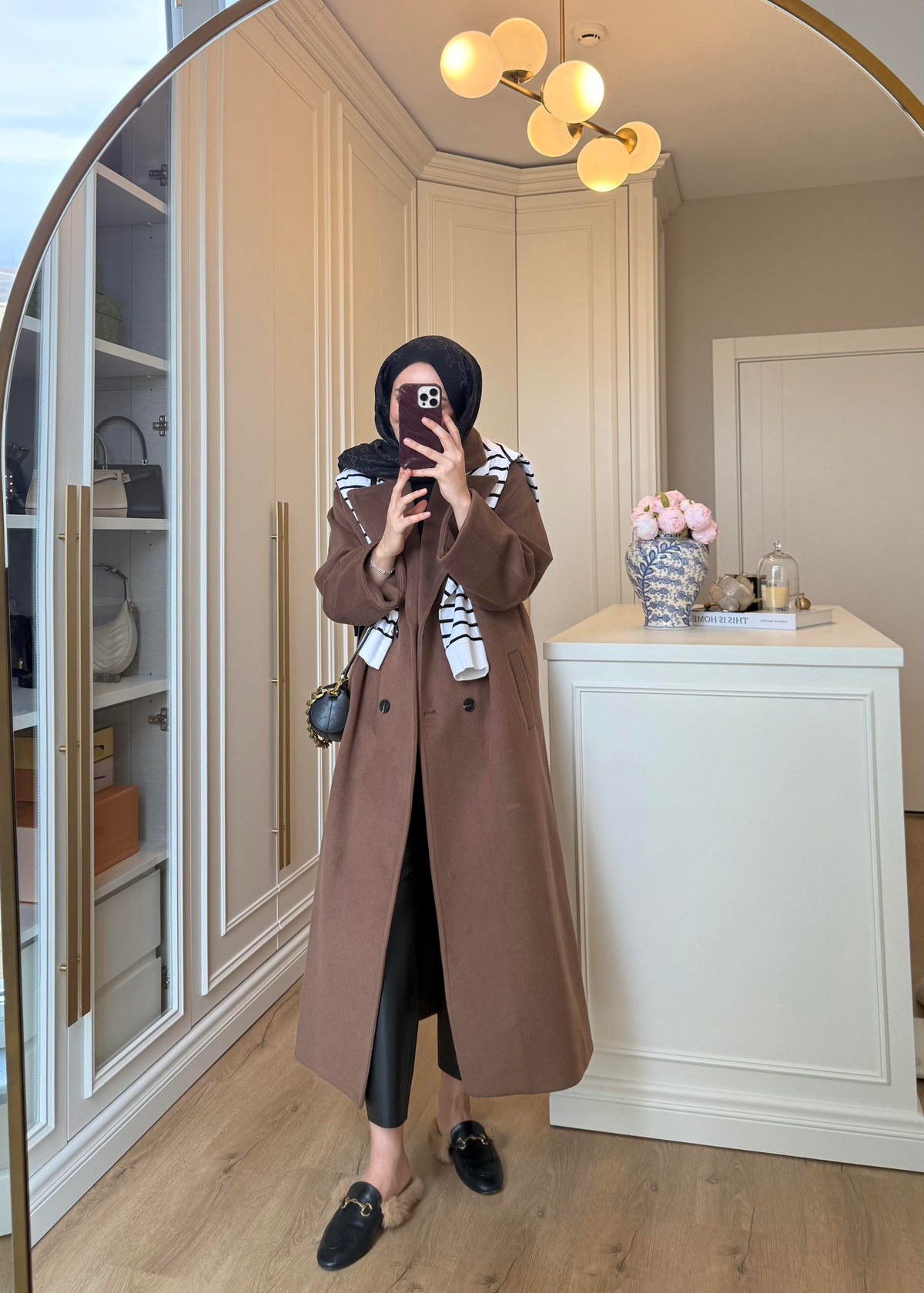 ZR Muadili Oversize Kaşe Kaban Kahverengi