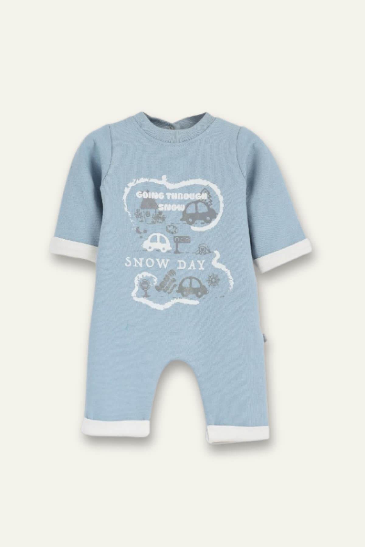 Erkek Bebek Desenli Tulum - Mint