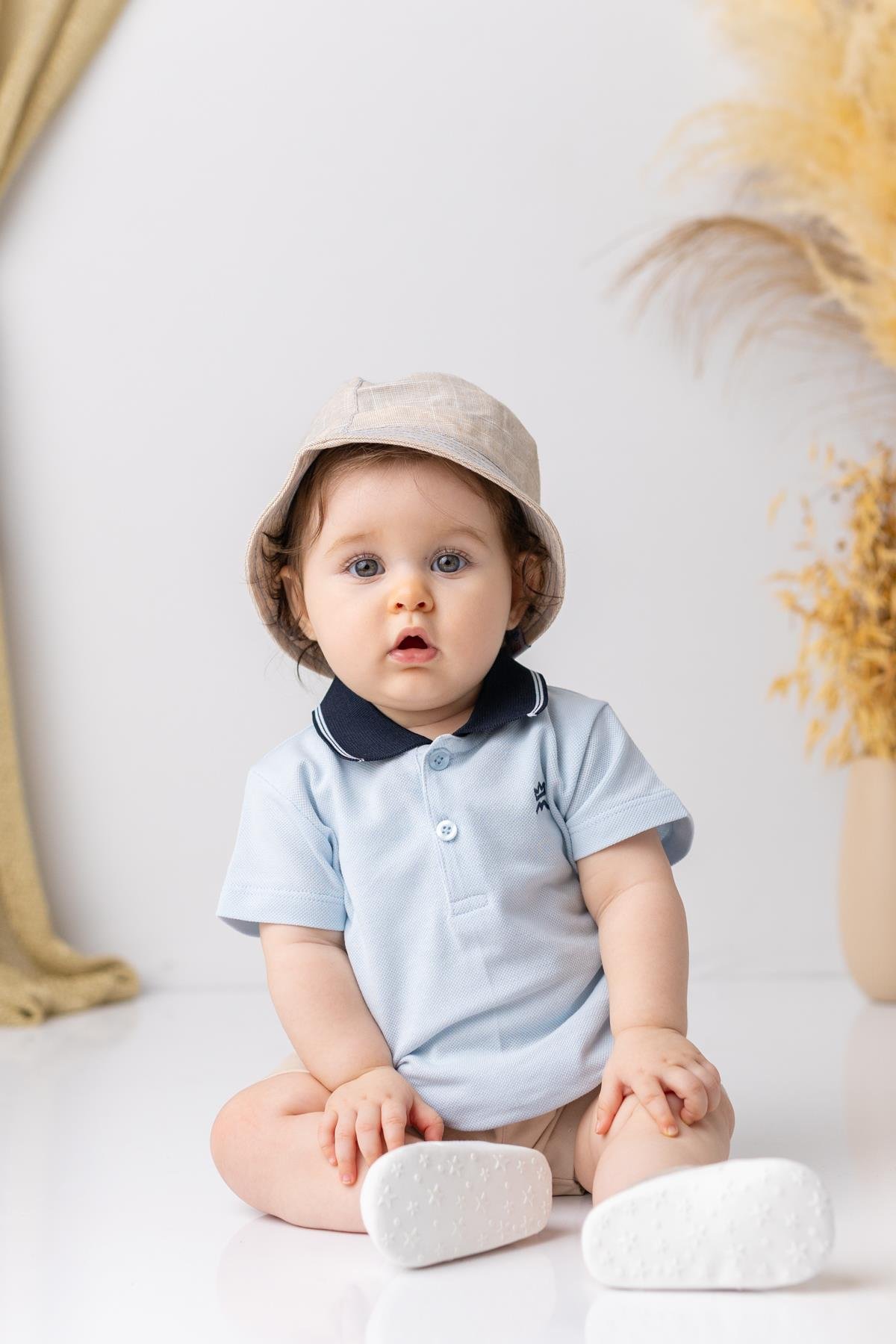 Erkek  Bebek Polo Yaka  T-shirt - Açık Mavi