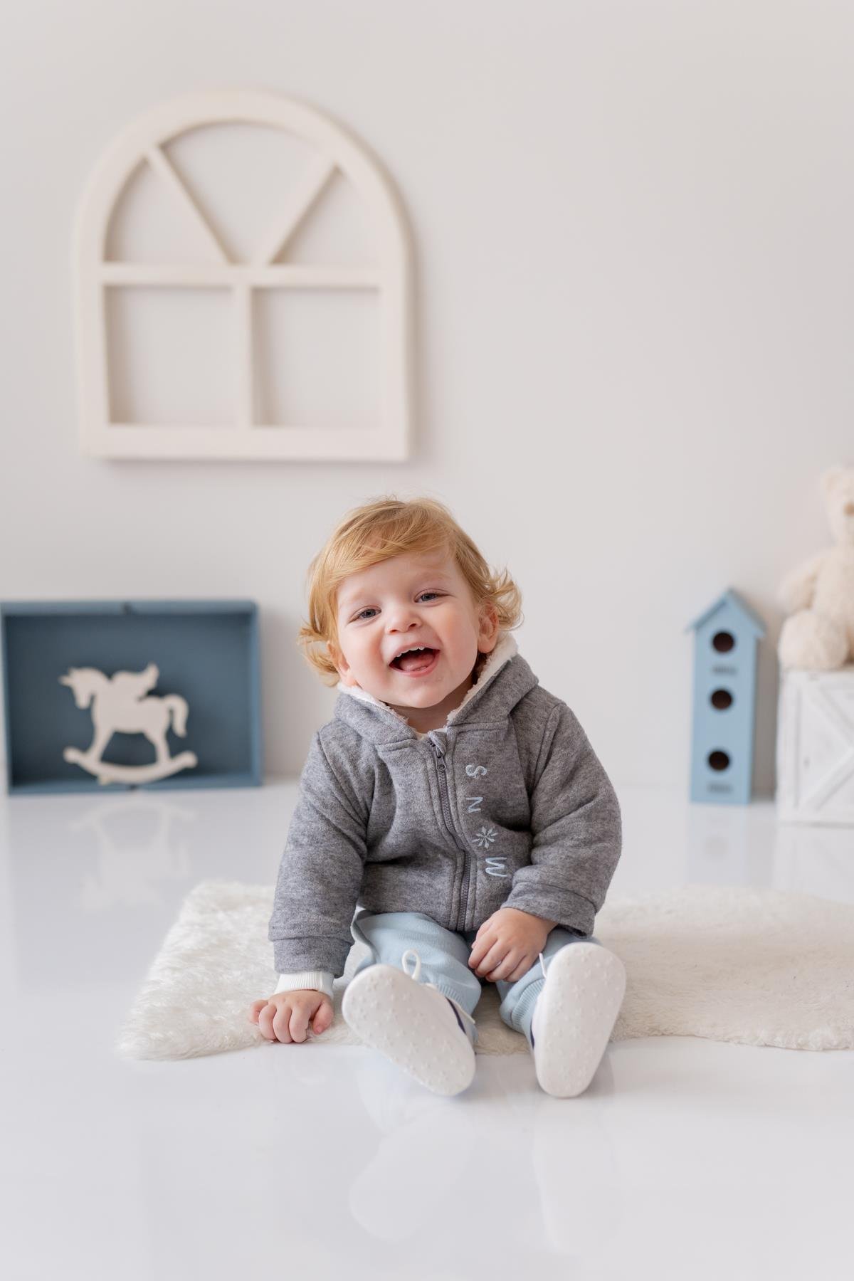 Erkek Bebek Snow Baskılı Üçlü Takım - Mint