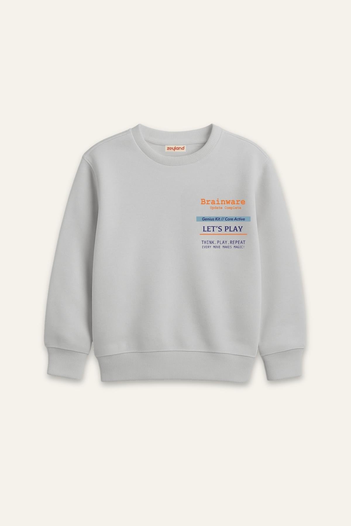 Erkek Çocuk Baskılı Sweatshirt - Gri
