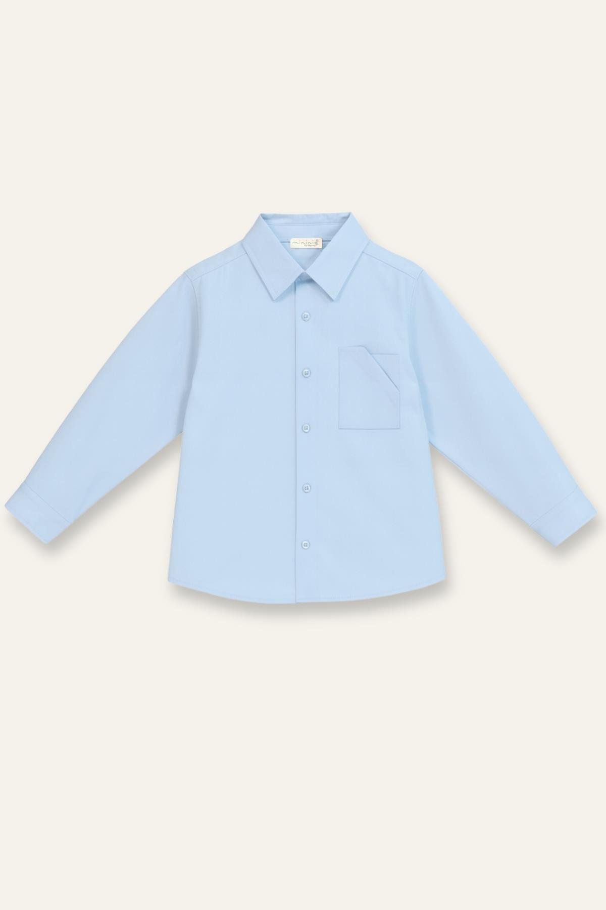 Erkek Çocuk Cep Detaylı Poplin Gömlek - Mavi