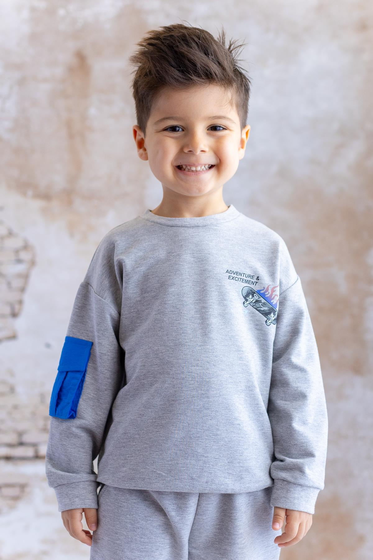 Erkek Çocuk Cep Detaylı Sweatshirt - Grimelanj