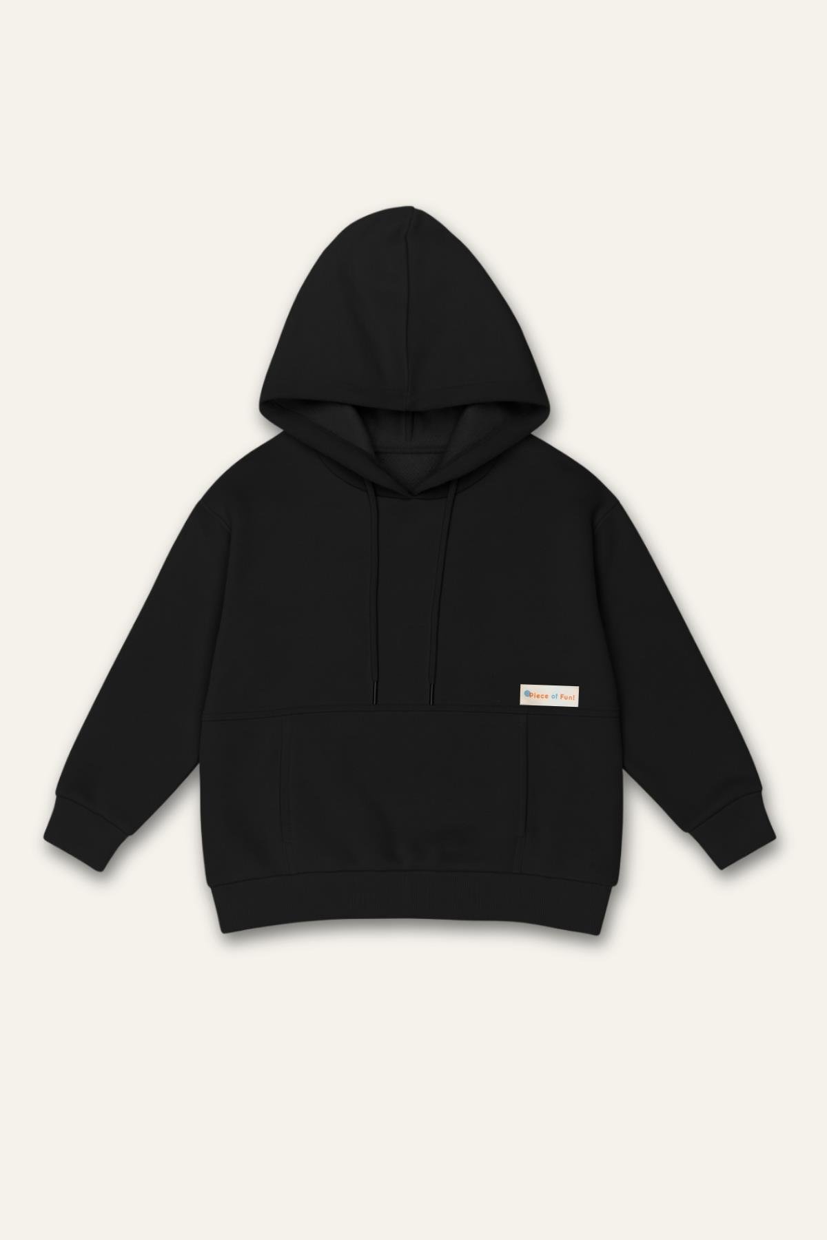 Erkek Çocuk Kapşonlu Kanguru Cepli Sweatshirt - Siyah