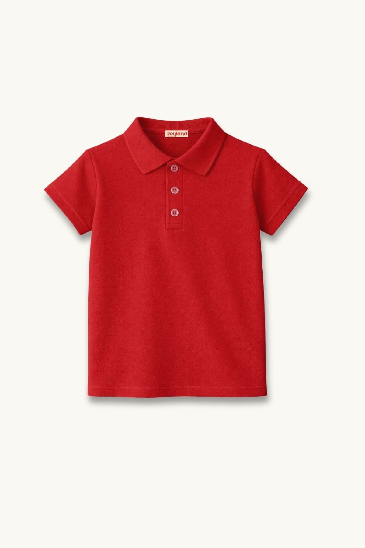 Kız Erkek  Çocuk Kısa Kollu Polo Yaka Tshirt  - Kırmızı