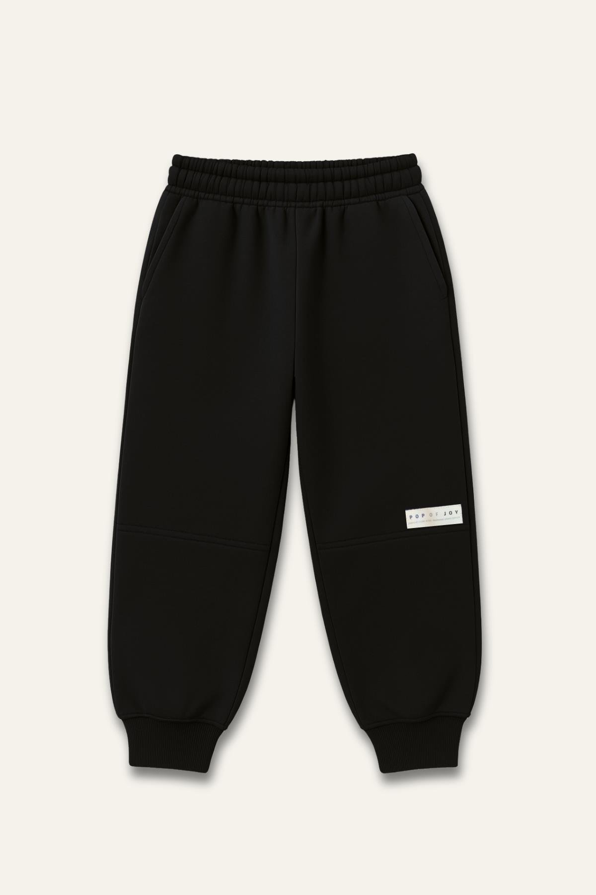 Erkek Çocuk Ribanalı Paça Fırçalı Tek Alt - Siyah