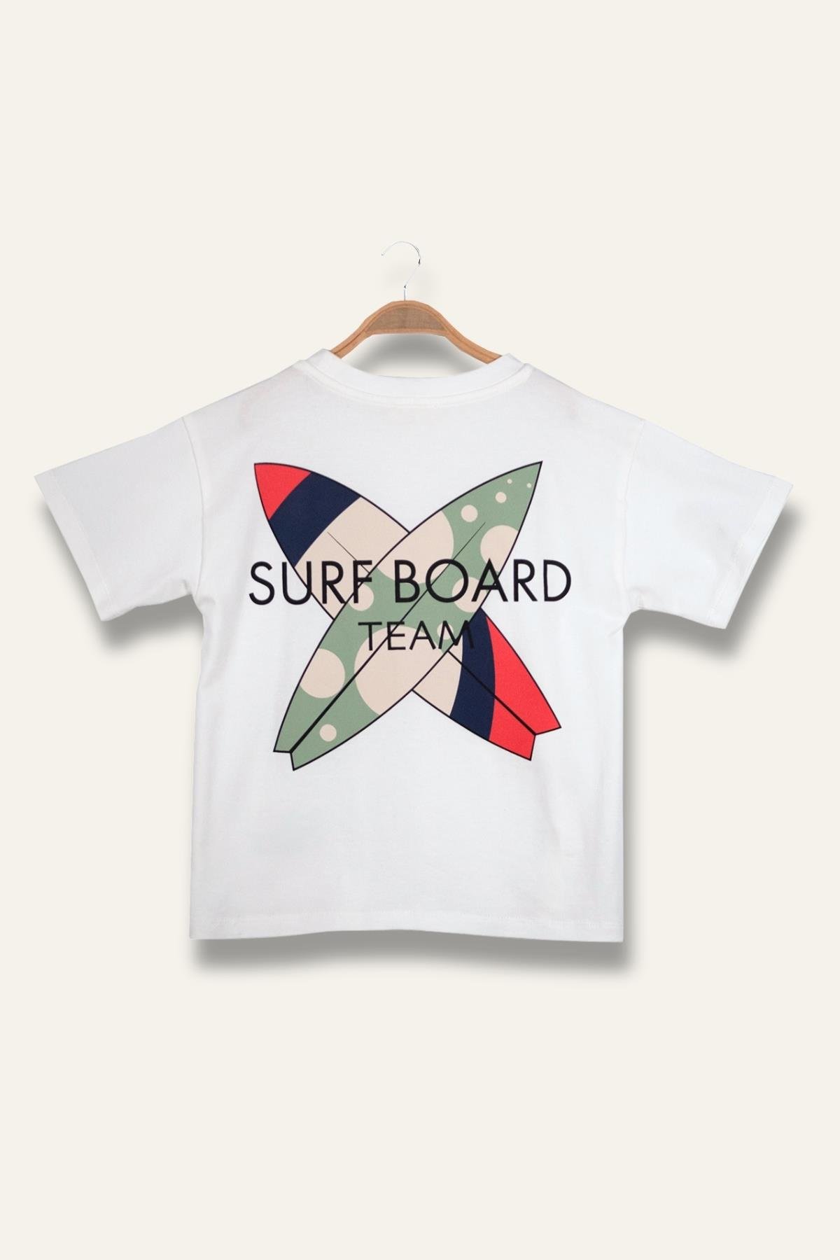 Erkek Çoçuk Sörf Baskılı T-Shirt - Ekru