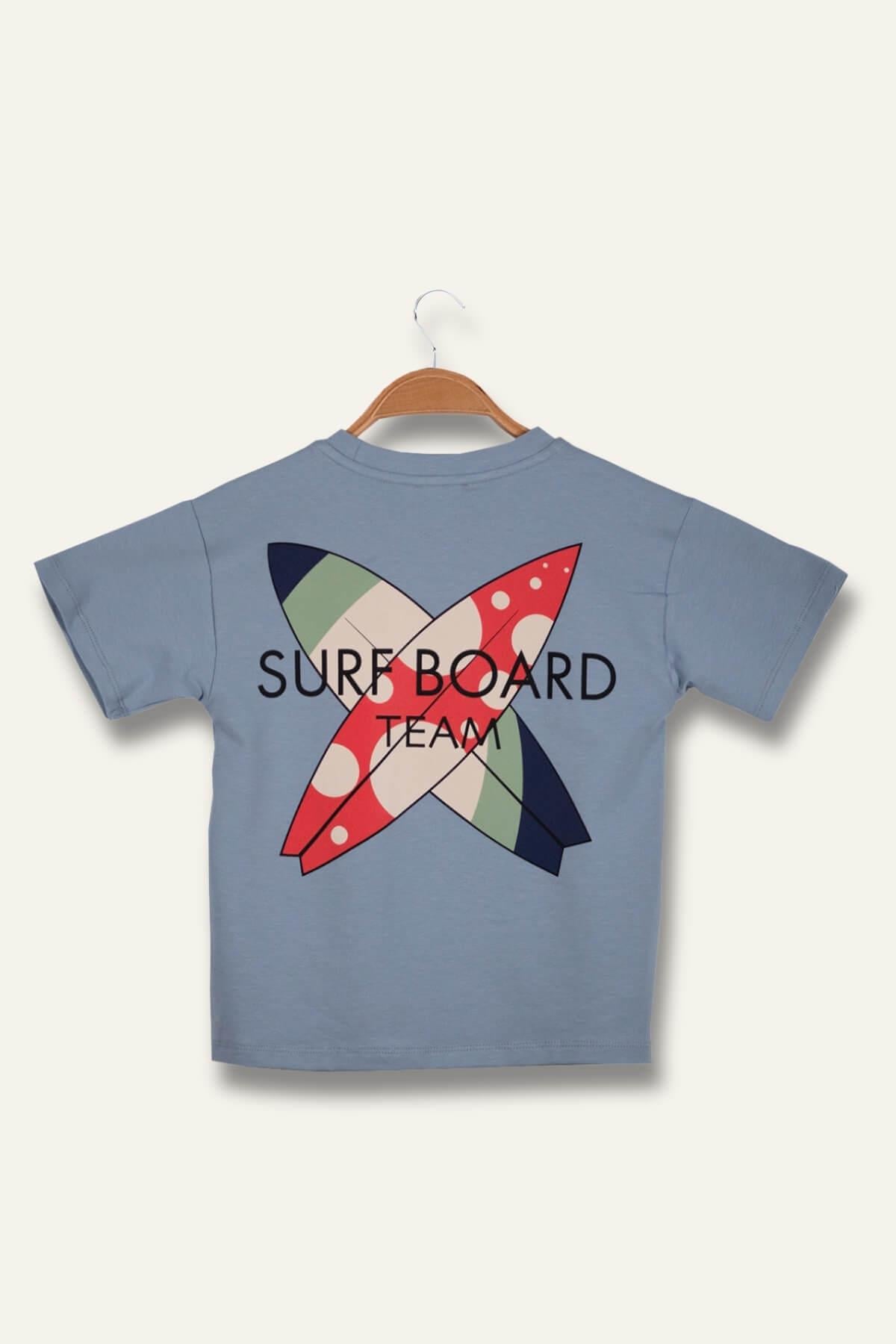 Erkek Çoçuk Sörf Baskılı T-Shirt - Mavi