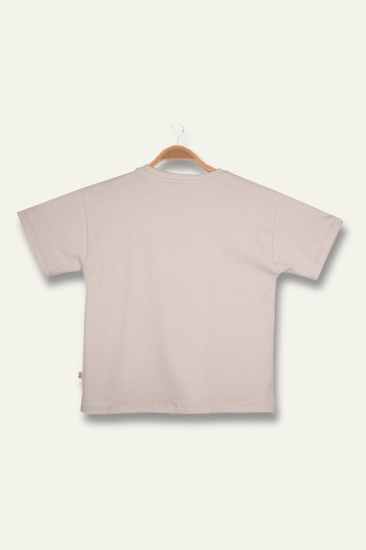 Erkek Çoçuk Sörf Baskılı T-Shirt - Taş Rengi