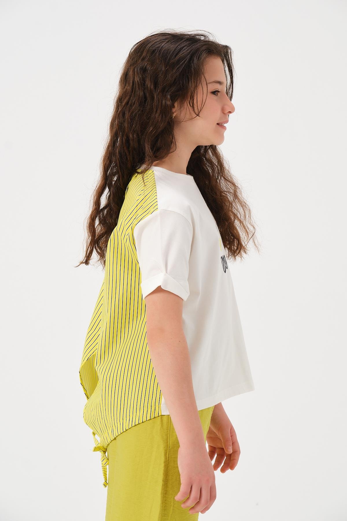 Genç Kız Çocuk Kalp Nakışlı T-shirt