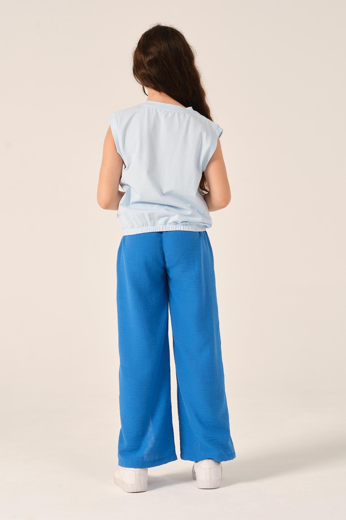 Genç Kız Çocuk Yazı Baskılı Kolsuz T-shirt