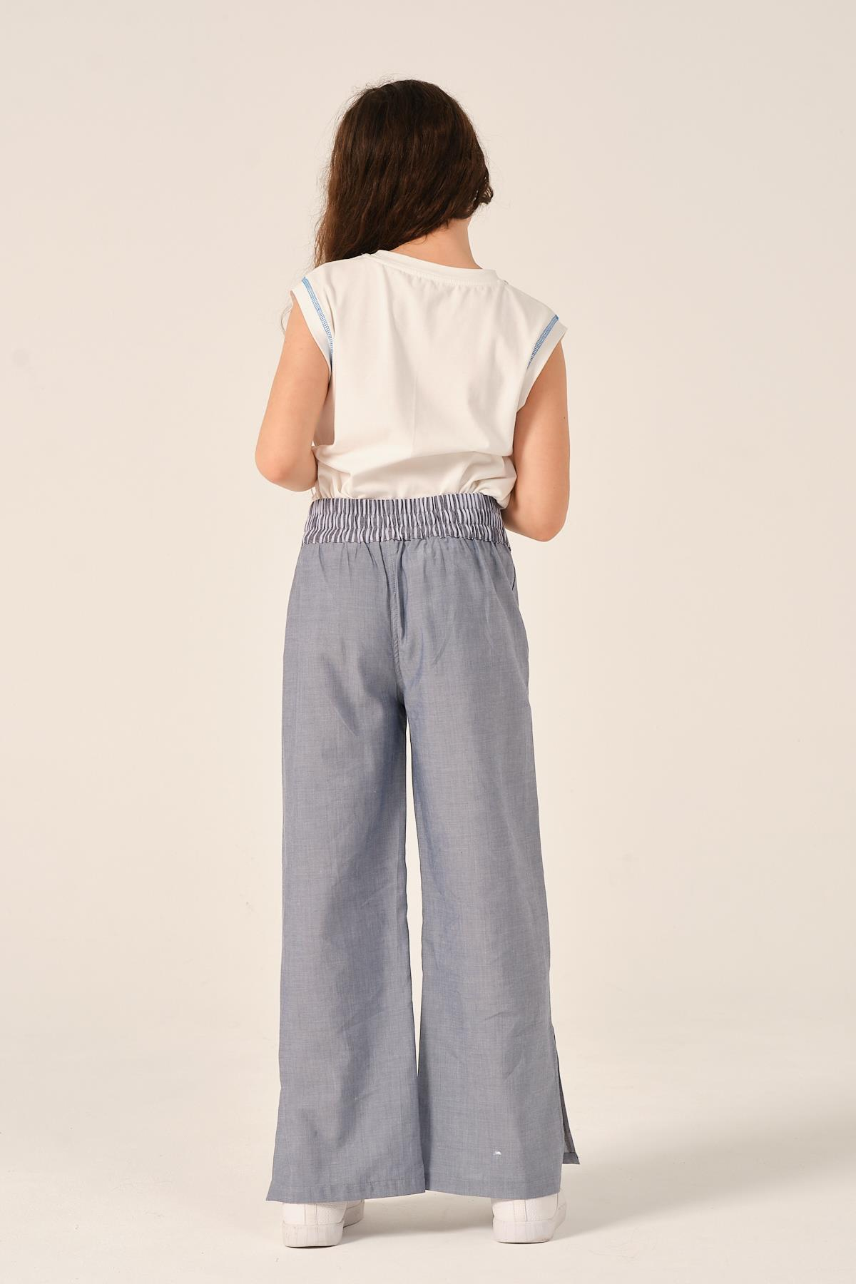 Genç Kız Çocuk Yazı Baskılı Kolsuz T-shirt