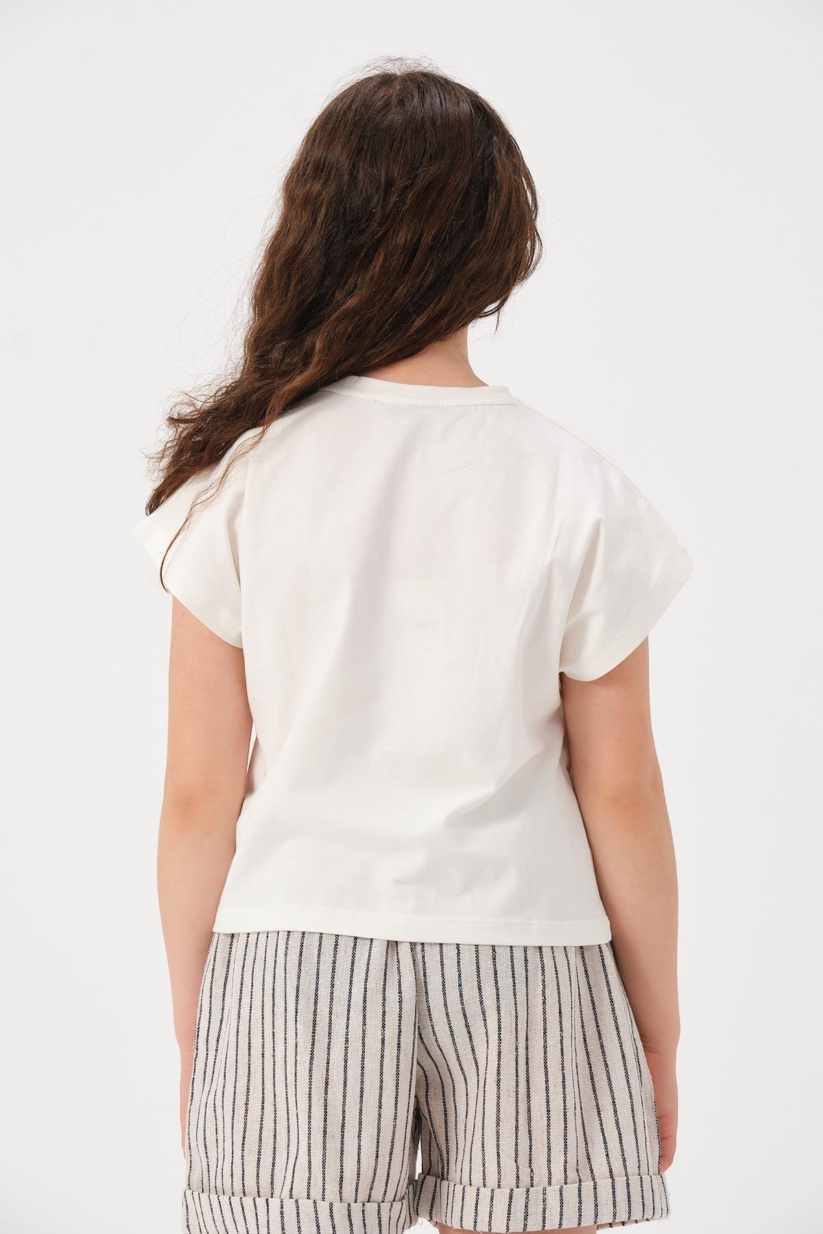 Genç Kız Çocuk Yazı Baskılı T-shirt