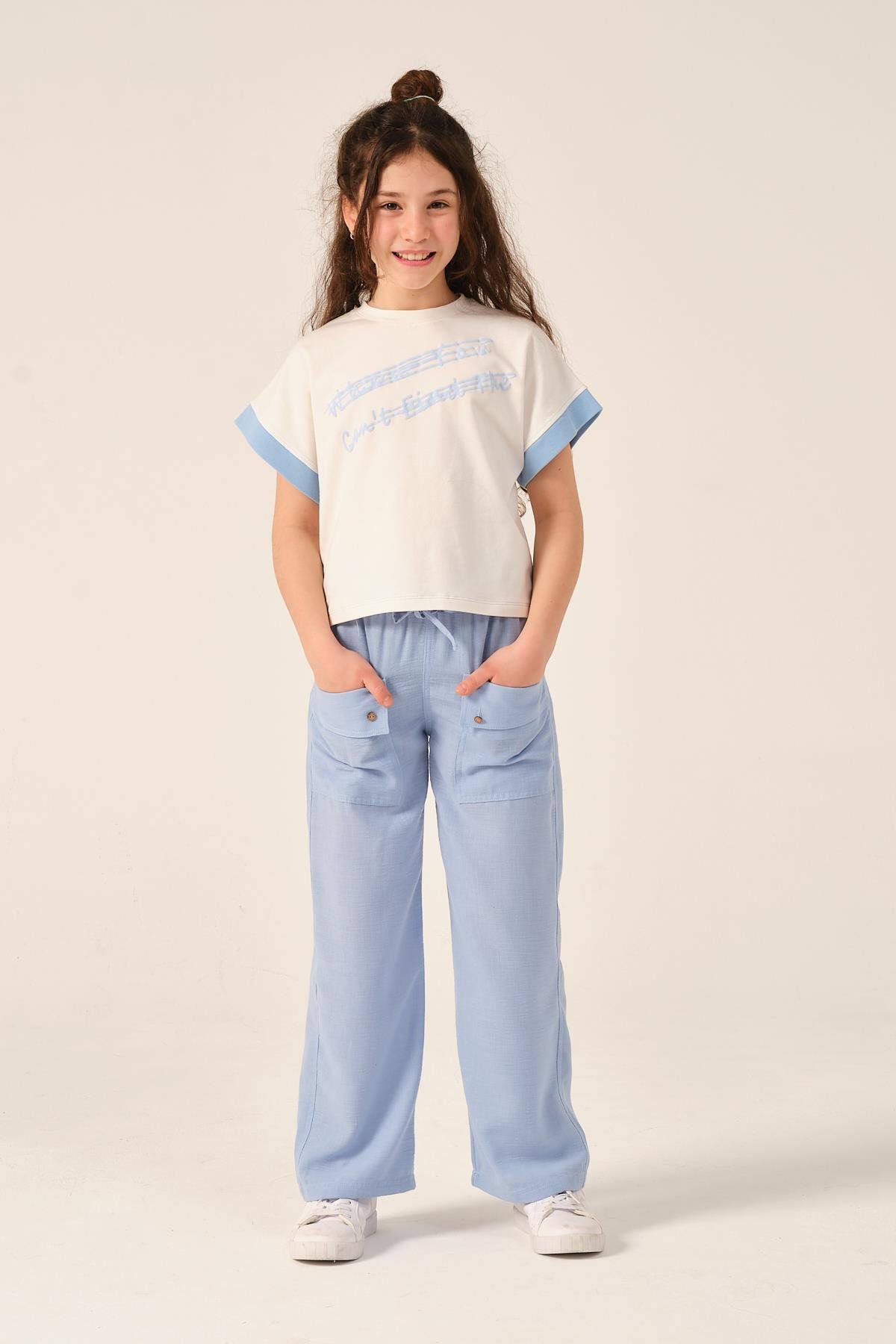 Genç Kız Çocuk Yazı Baskılı T-shirt