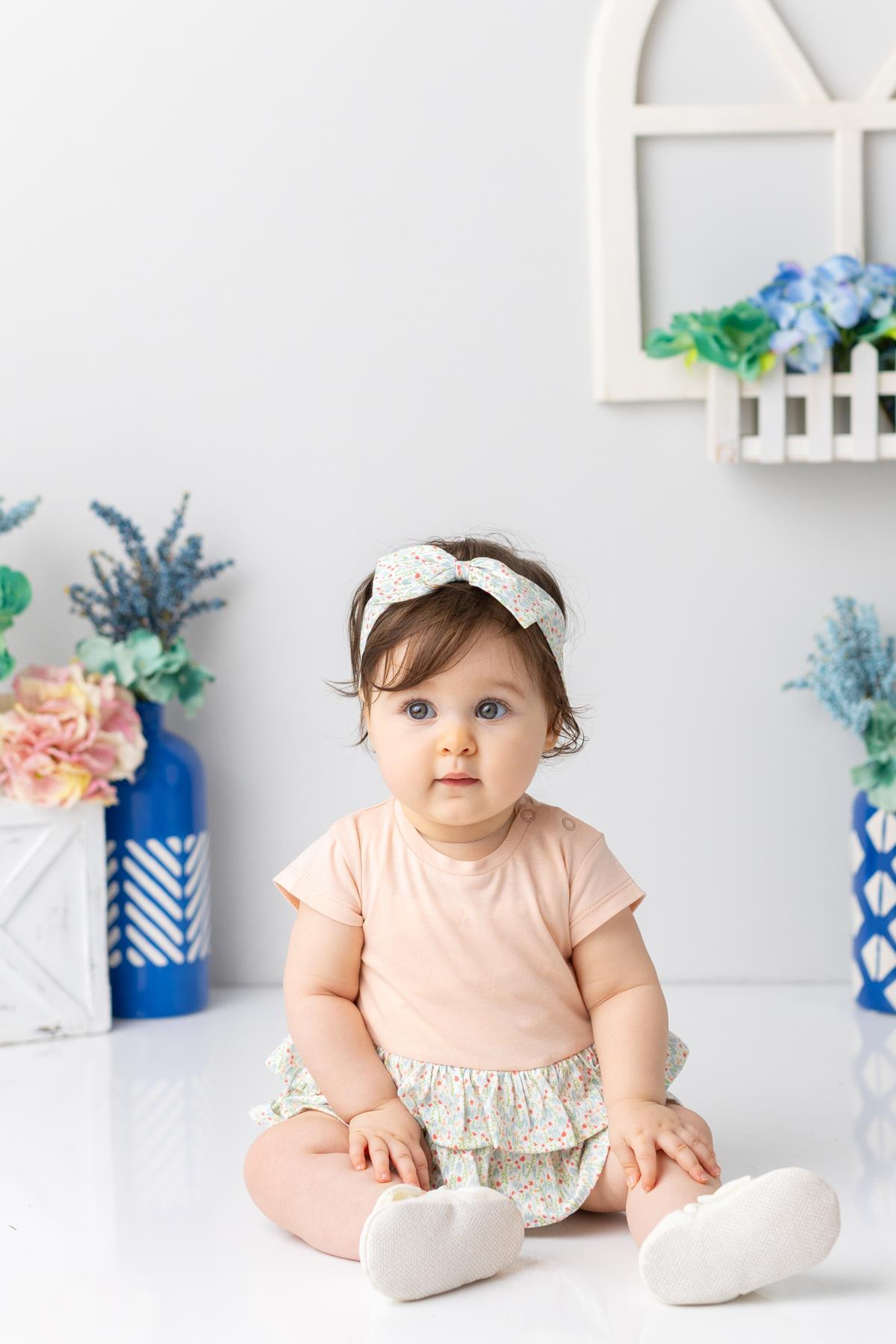 Kız Bebek Bandanalı Fırfırlı Çıtçıtlı Body - Yavruağzı