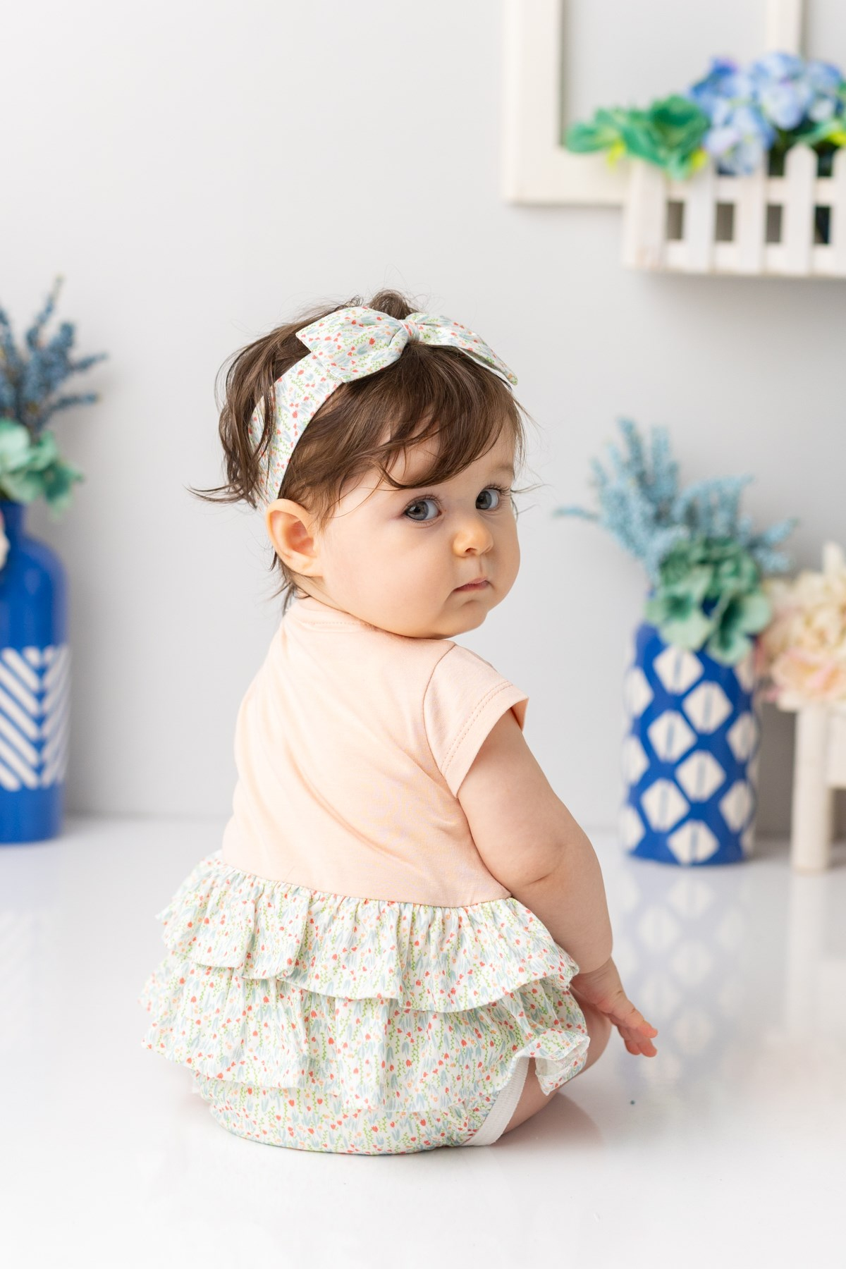 Kız Bebek Bandanalı Fırfırlı Çıtçıtlı Body - Yavruağzı