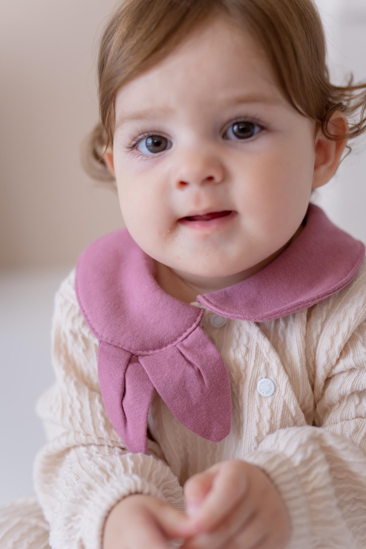 Kız Bebek Bebe Yaka Örme Tulum - Pembe