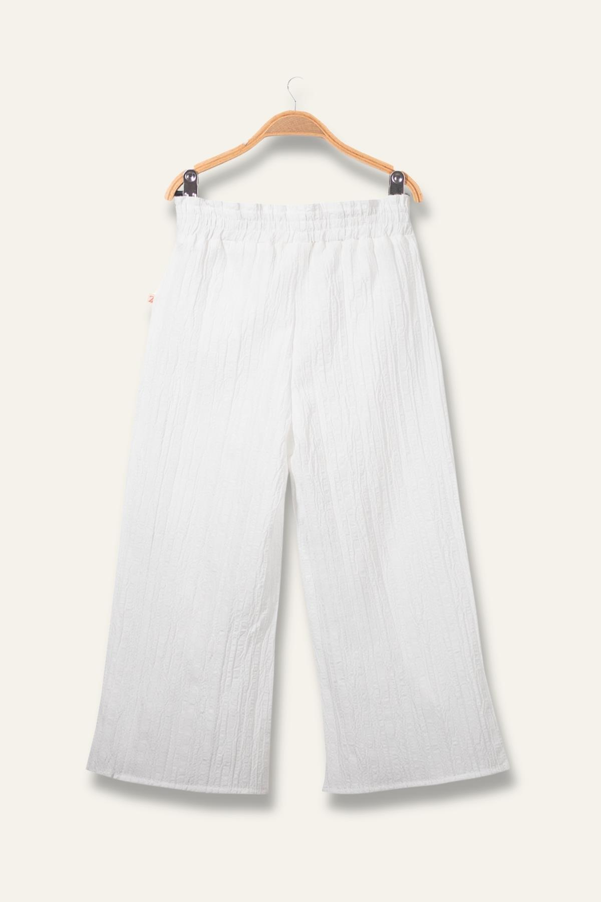 Kız Çocuk Bol Pantolon - Beyaz