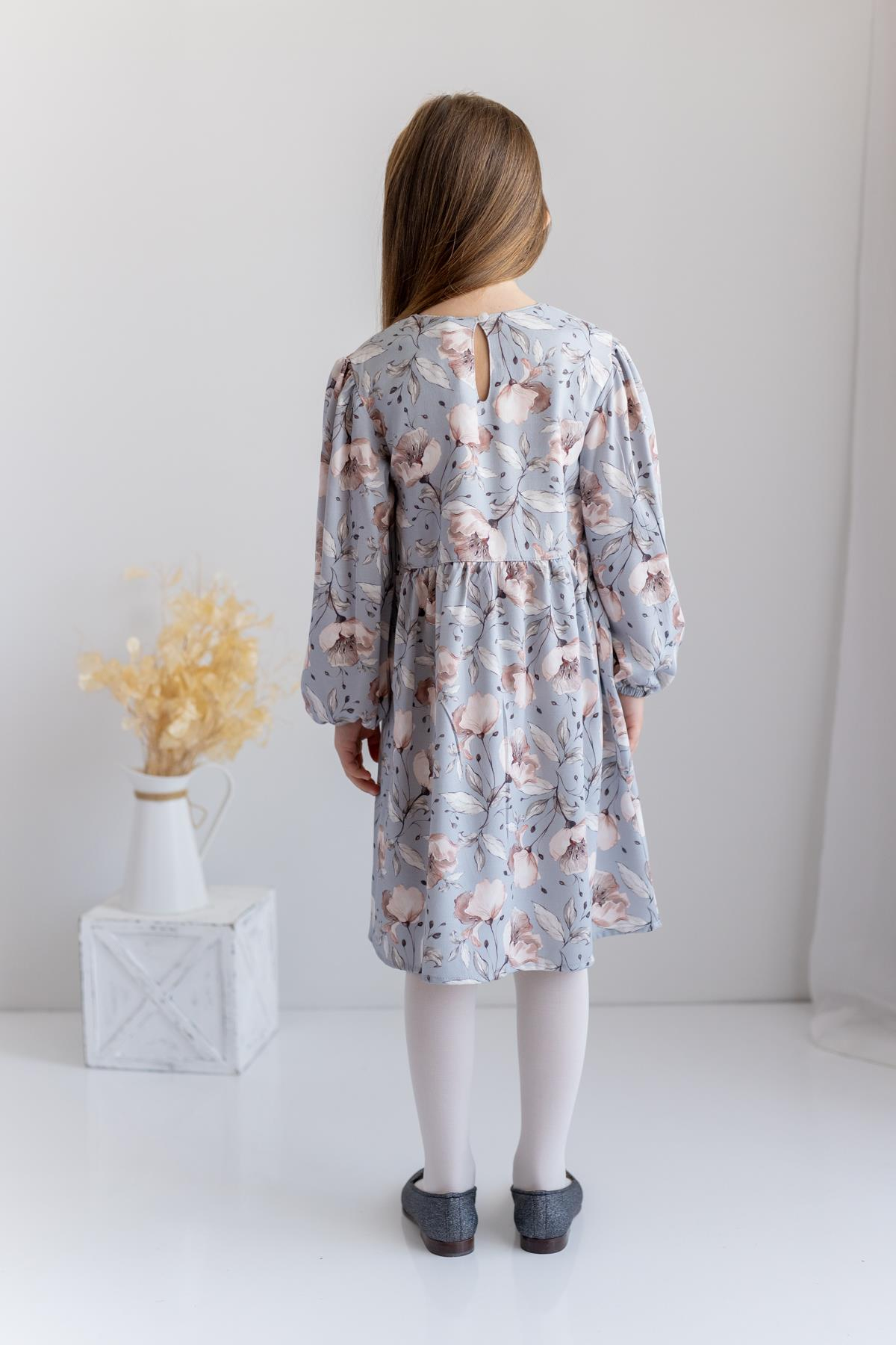 Kız Çocuk Desenli Dokuma Elbise 