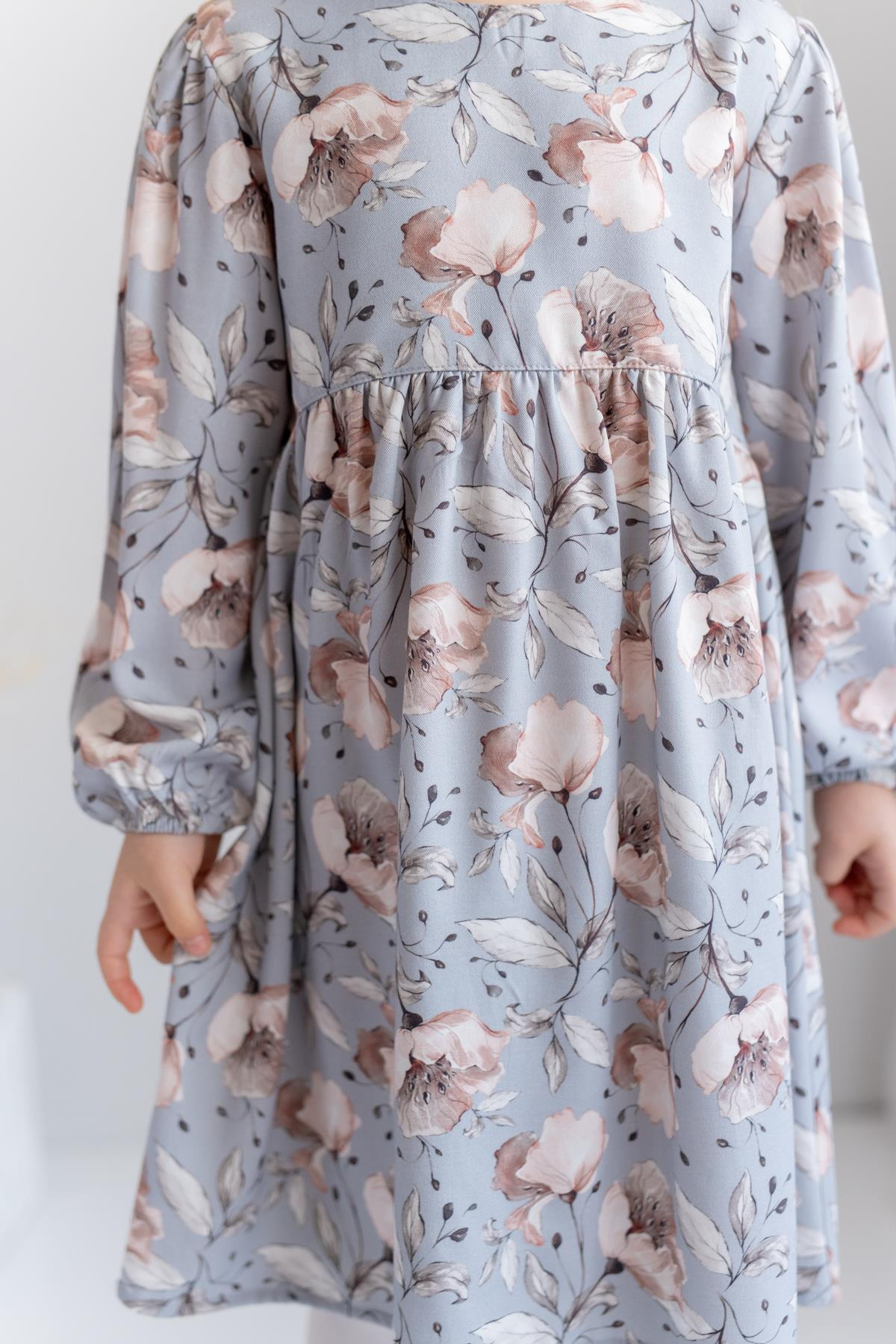 Kız Çocuk Desenli Dokuma Elbise 