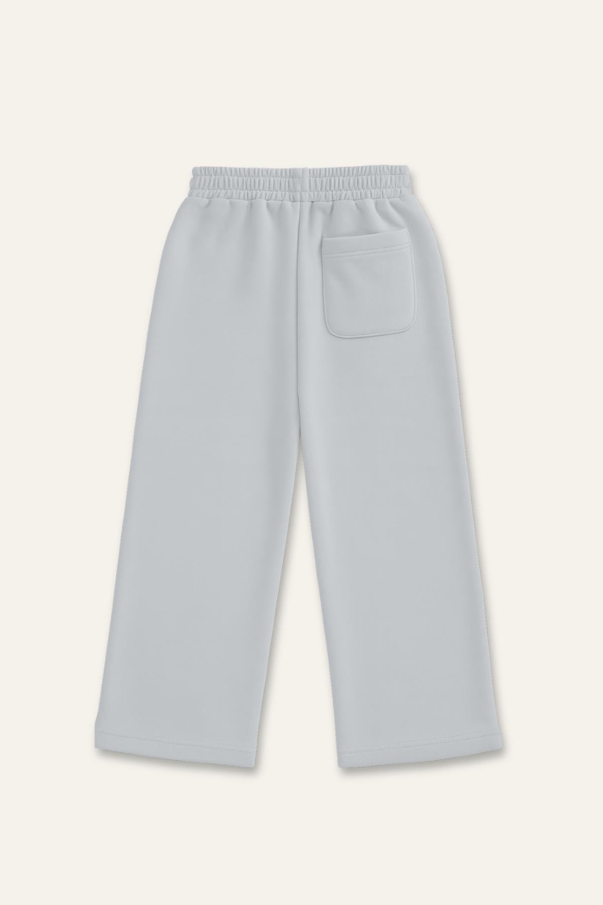 Kız Çocuk Düz Paça Fırçalı Tek Alt - Gri