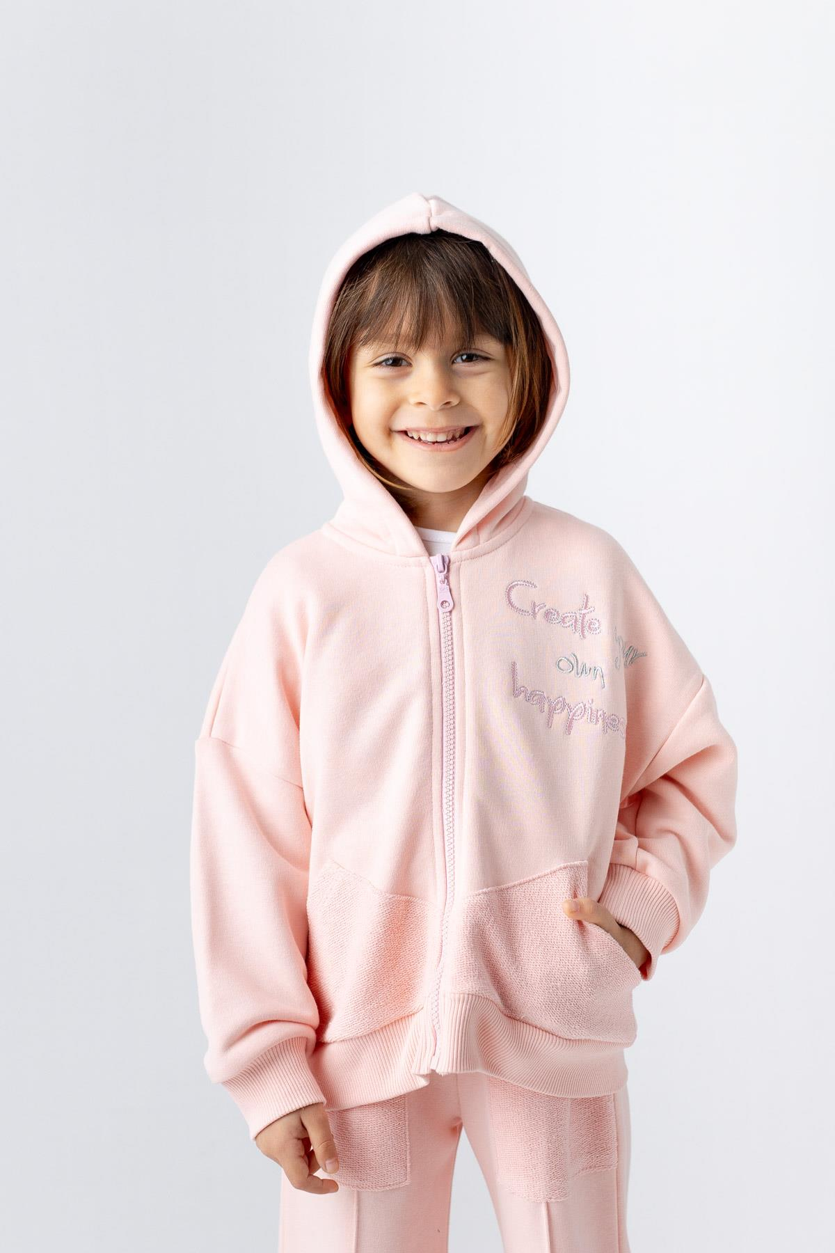 Kız Çocuk Fermuarlı Eşofman Takımı