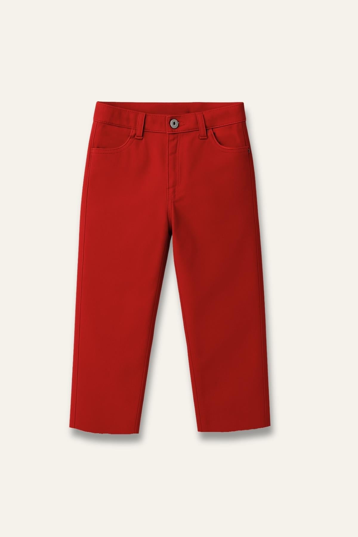 Kız Çocuk Gabardin Pantolon - Kırmızı
