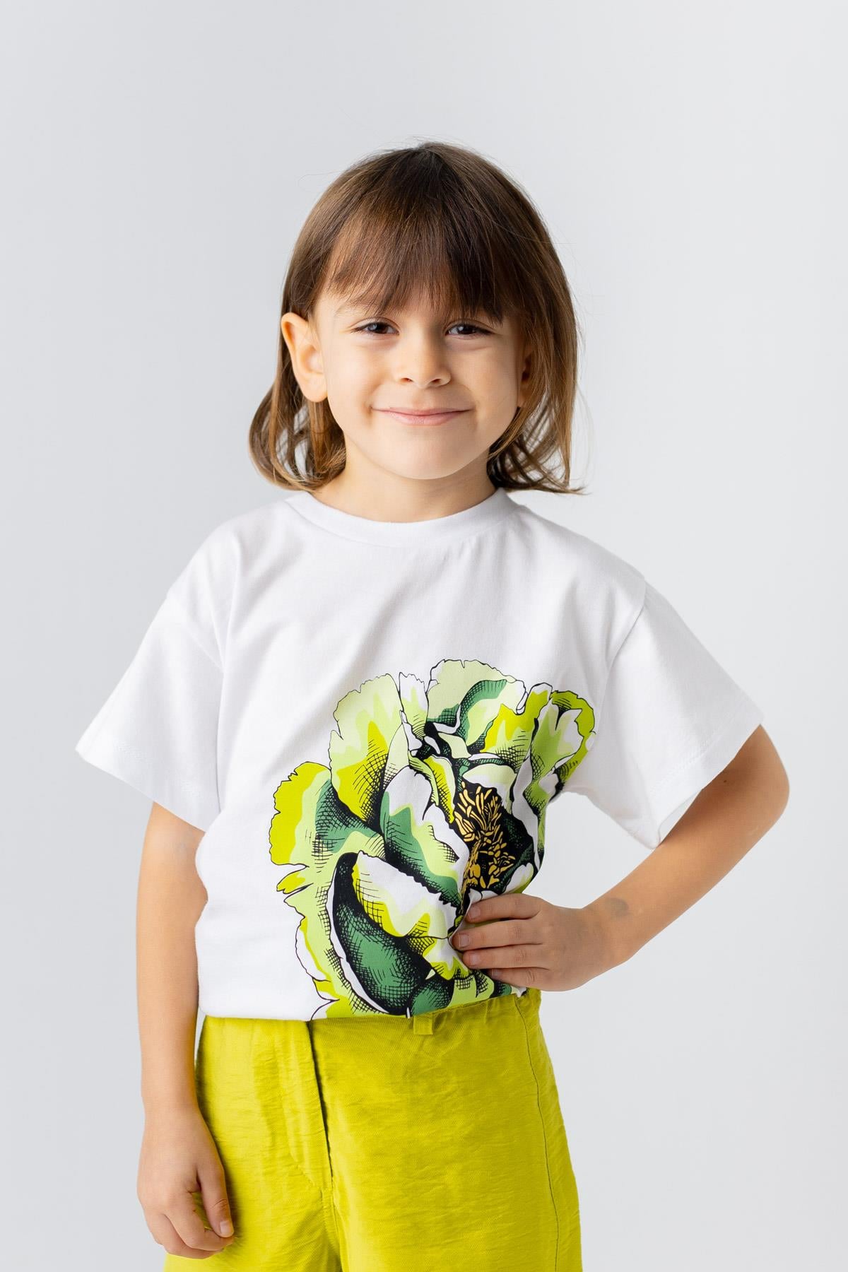 Kız Çocuk Gül Baskılı Tshirt