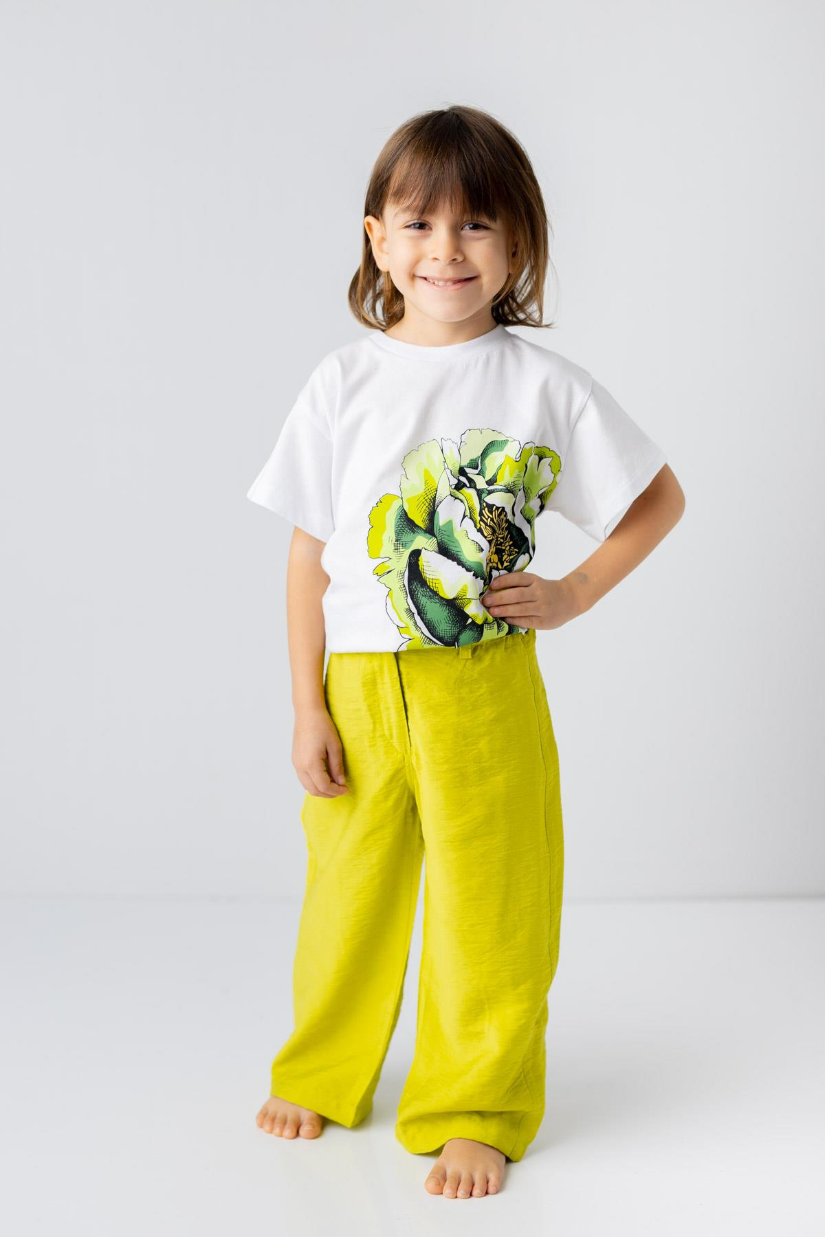 Kız Çocuk Gül Baskılı Tshirt