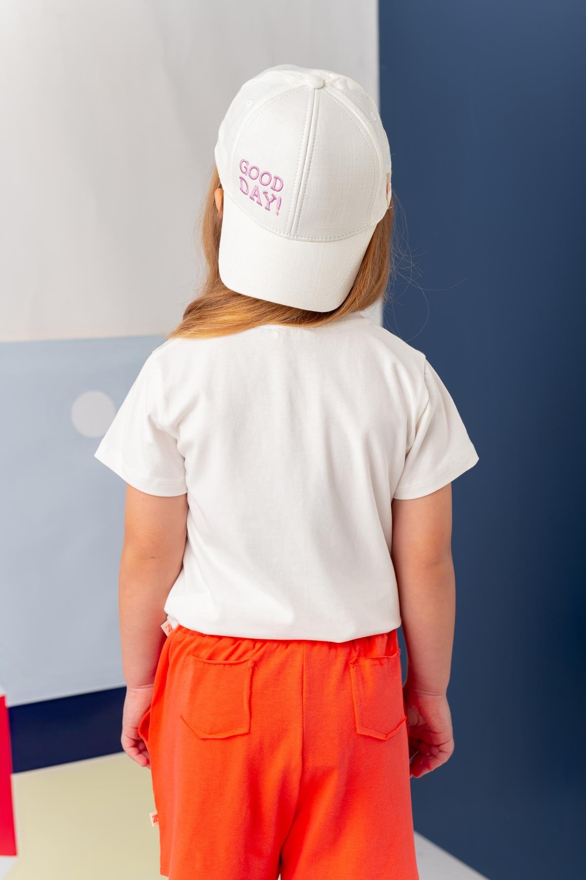 Kız Çocuk Hawaı Baskılı T-Shirt - Ekru