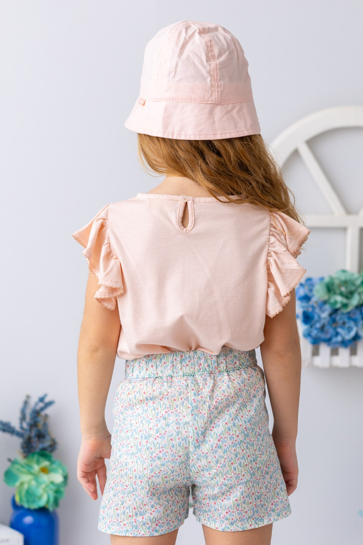Kız Çocuk Kolu Fırfırlı T-shirt - Yavruağzı