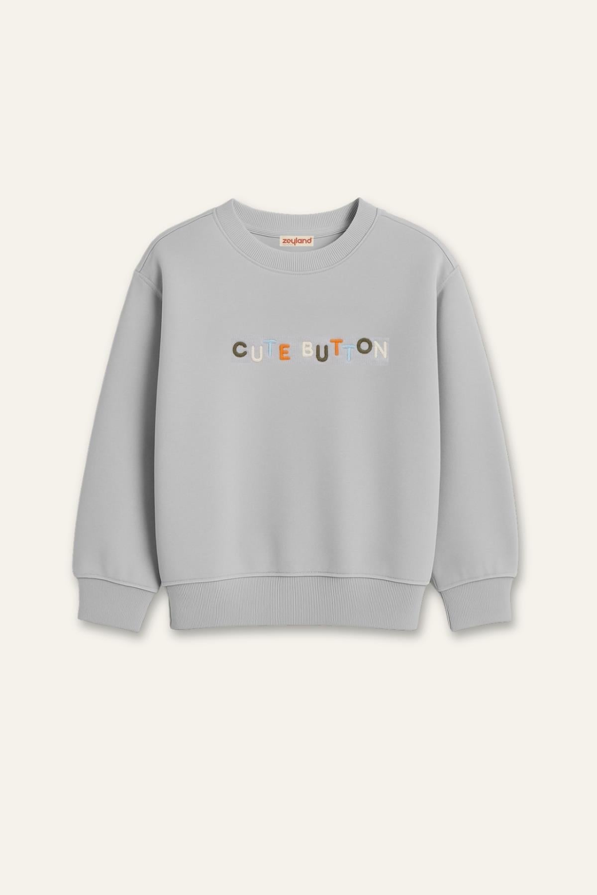 Kız Çocuk Nakışlı Sweatshirt - Gri