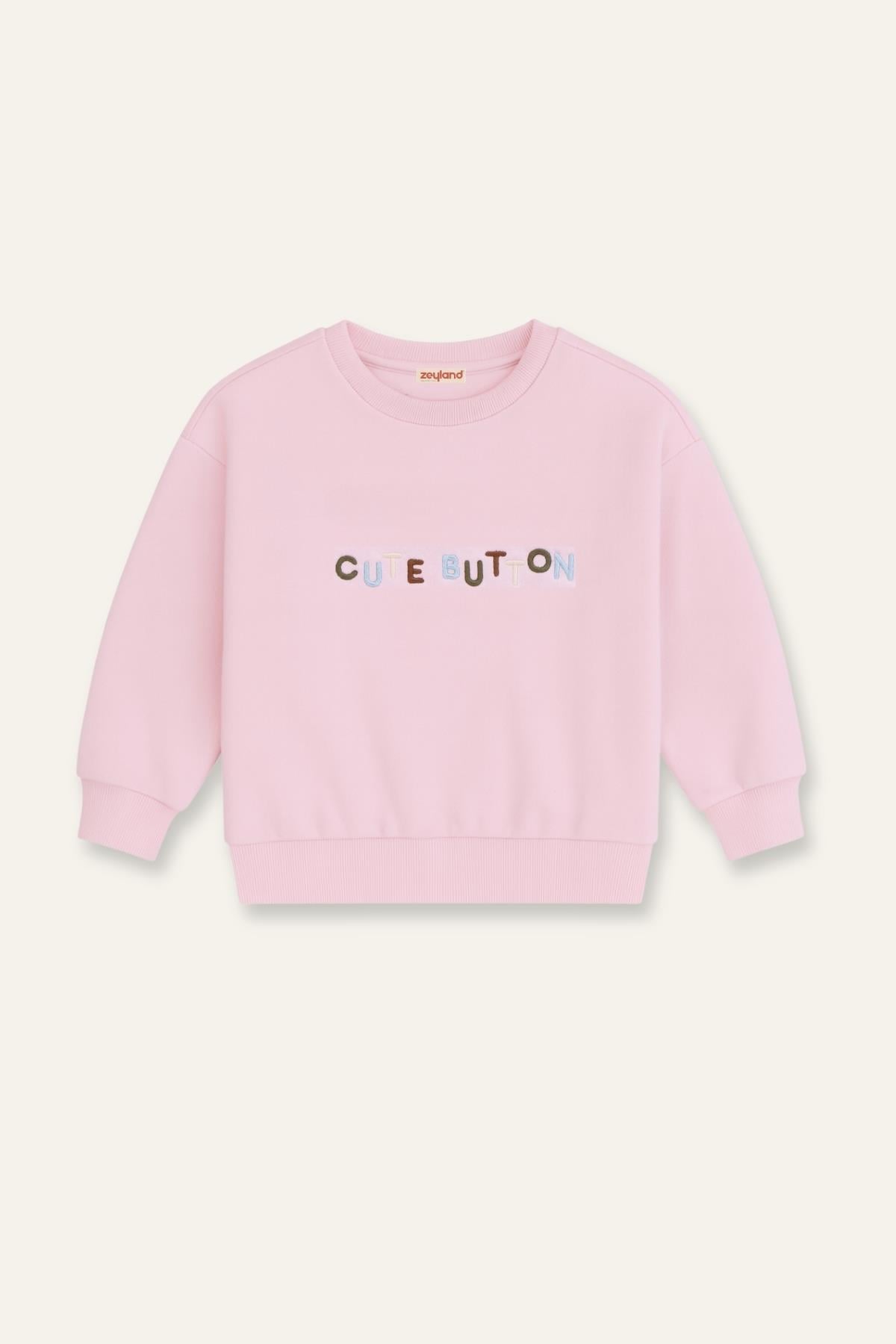 Kız Çocuk Nakışlı Sweatshirt - Pembe