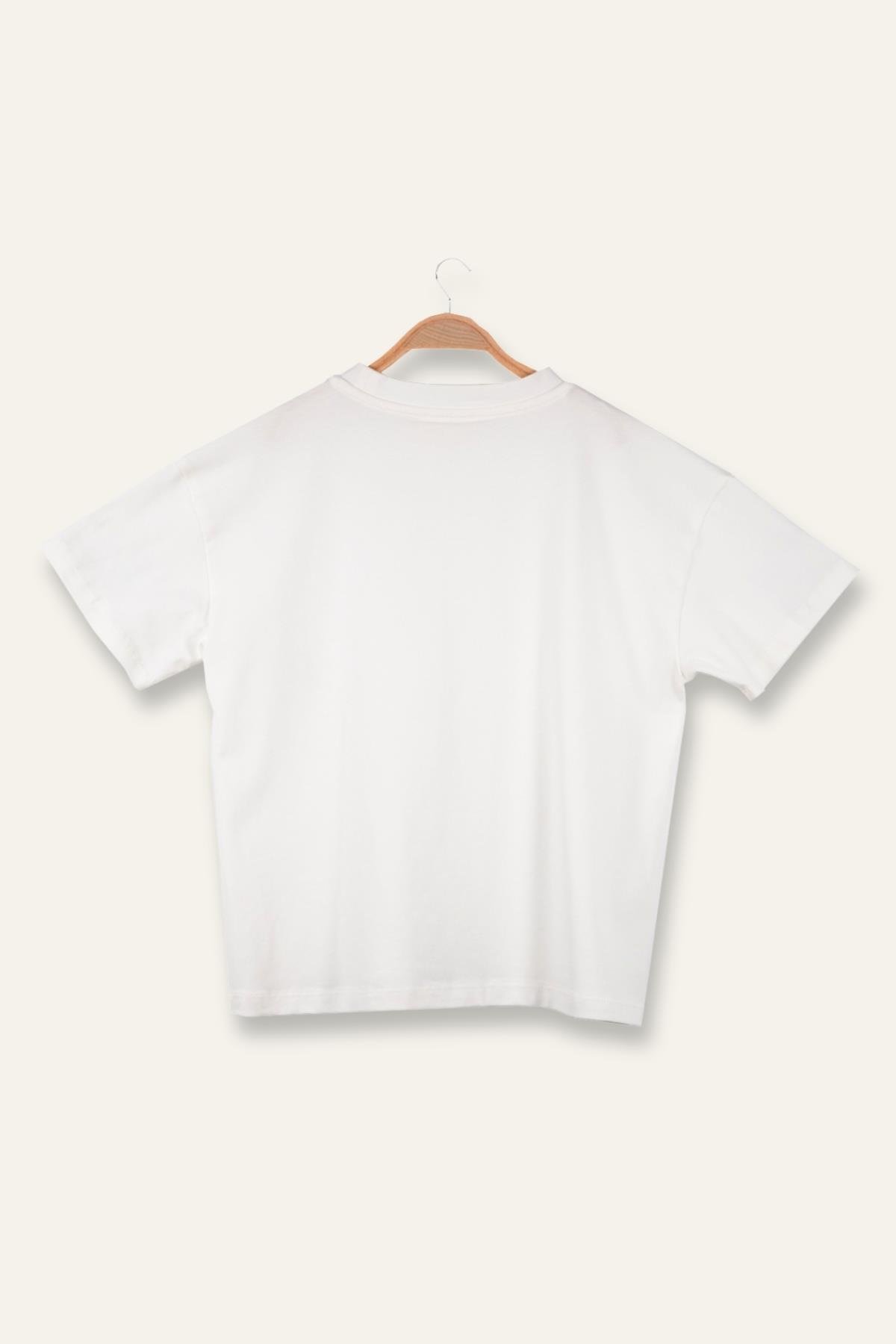 Unisex Çocuk Oversıze T-Shirt - Ekru