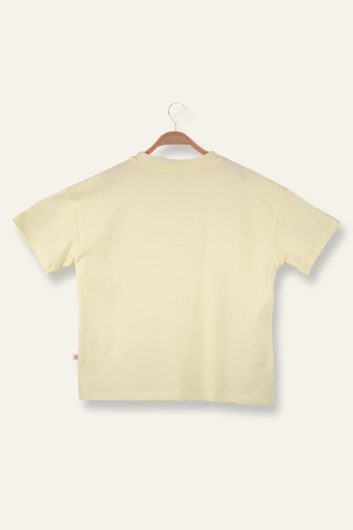 Unisex Çocuk Oversıze T-Shirt - Sarı