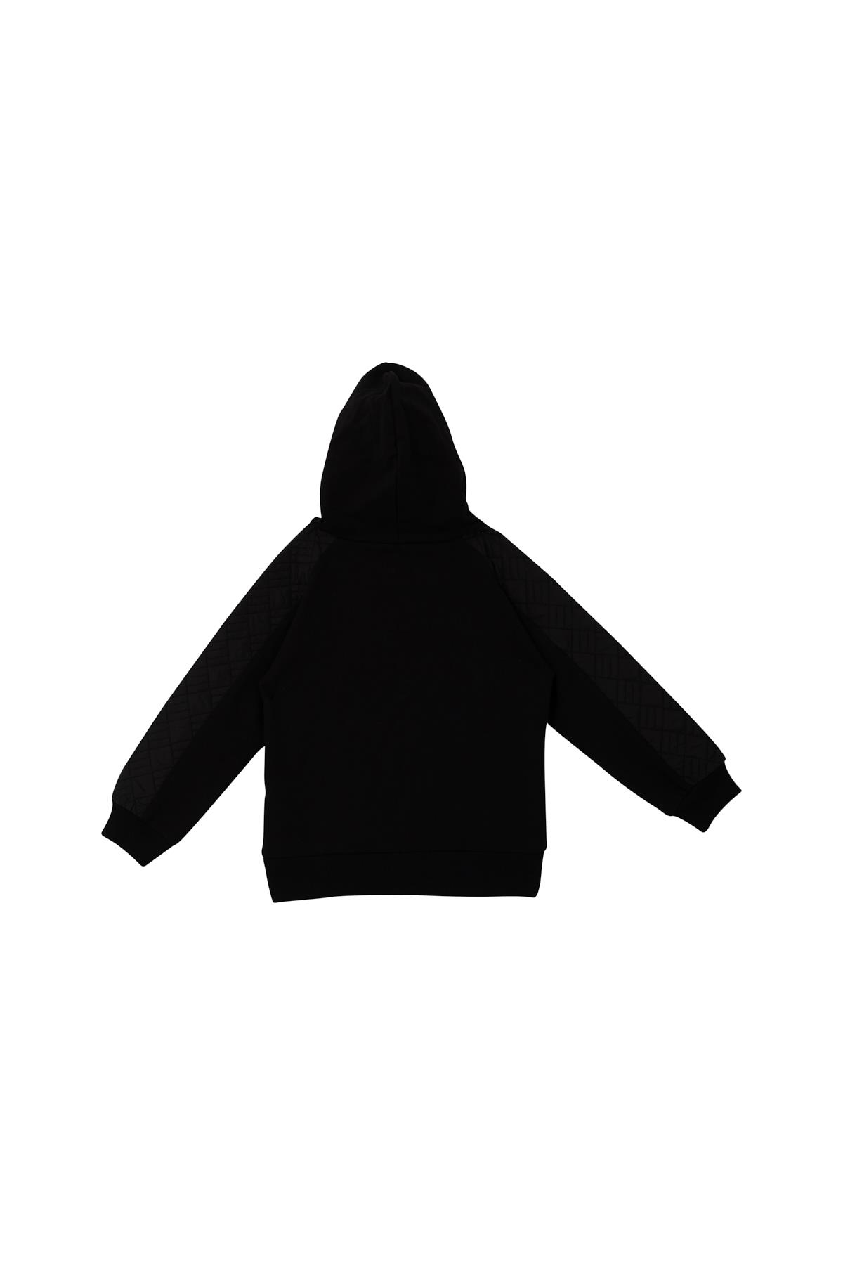 Kız Çocuk Reglan Kollu Baskı Detaylı Kapitoneli Sweatshirt - Siyah