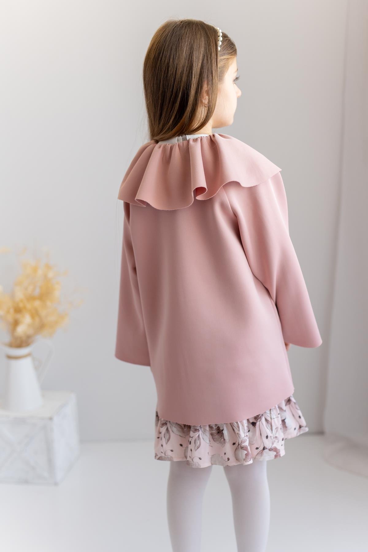 Kız Çocuk Yaka Detaylı Scuba Ceket