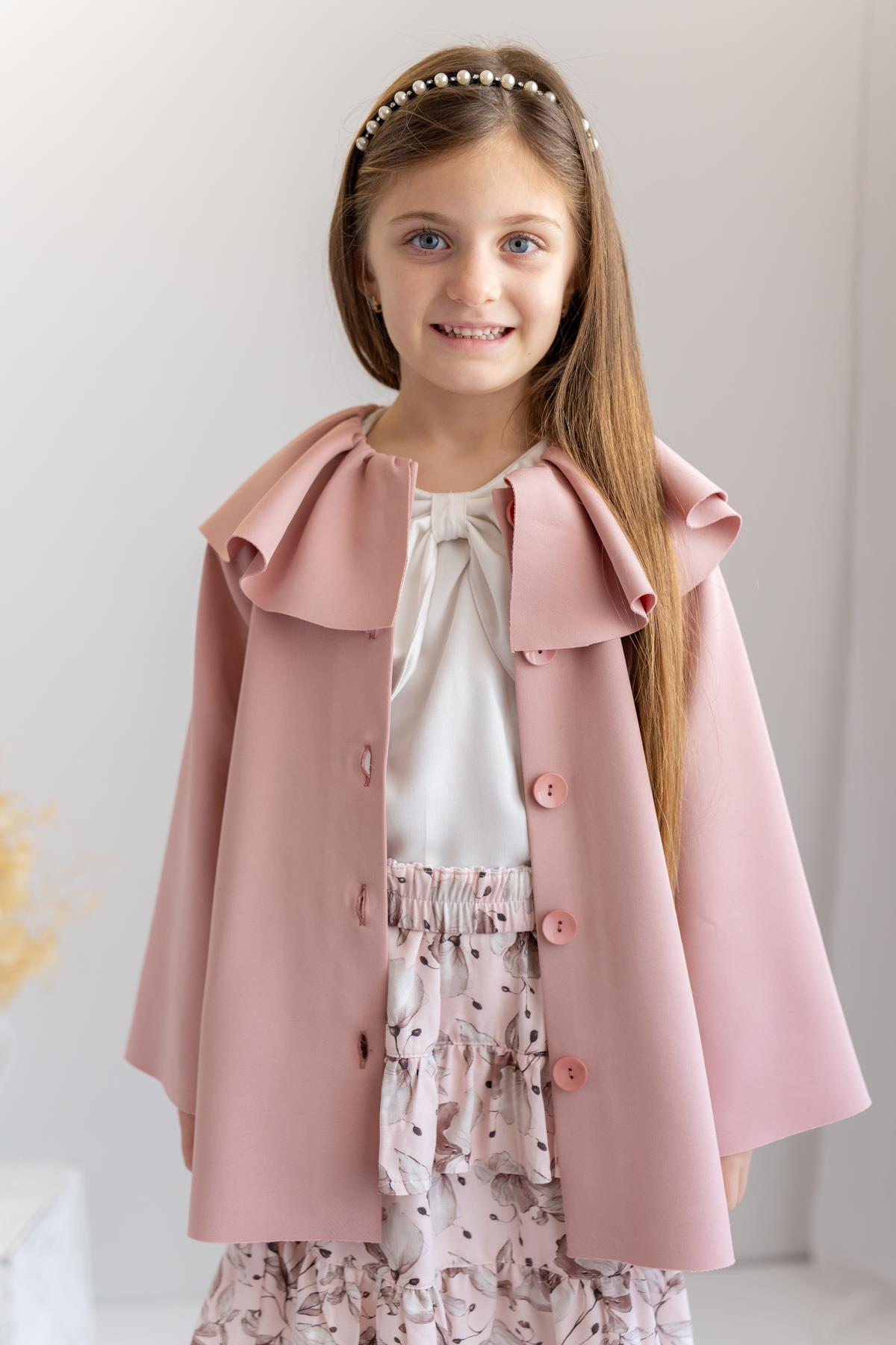 Kız Çocuk Yaka Detaylı Scuba Ceket