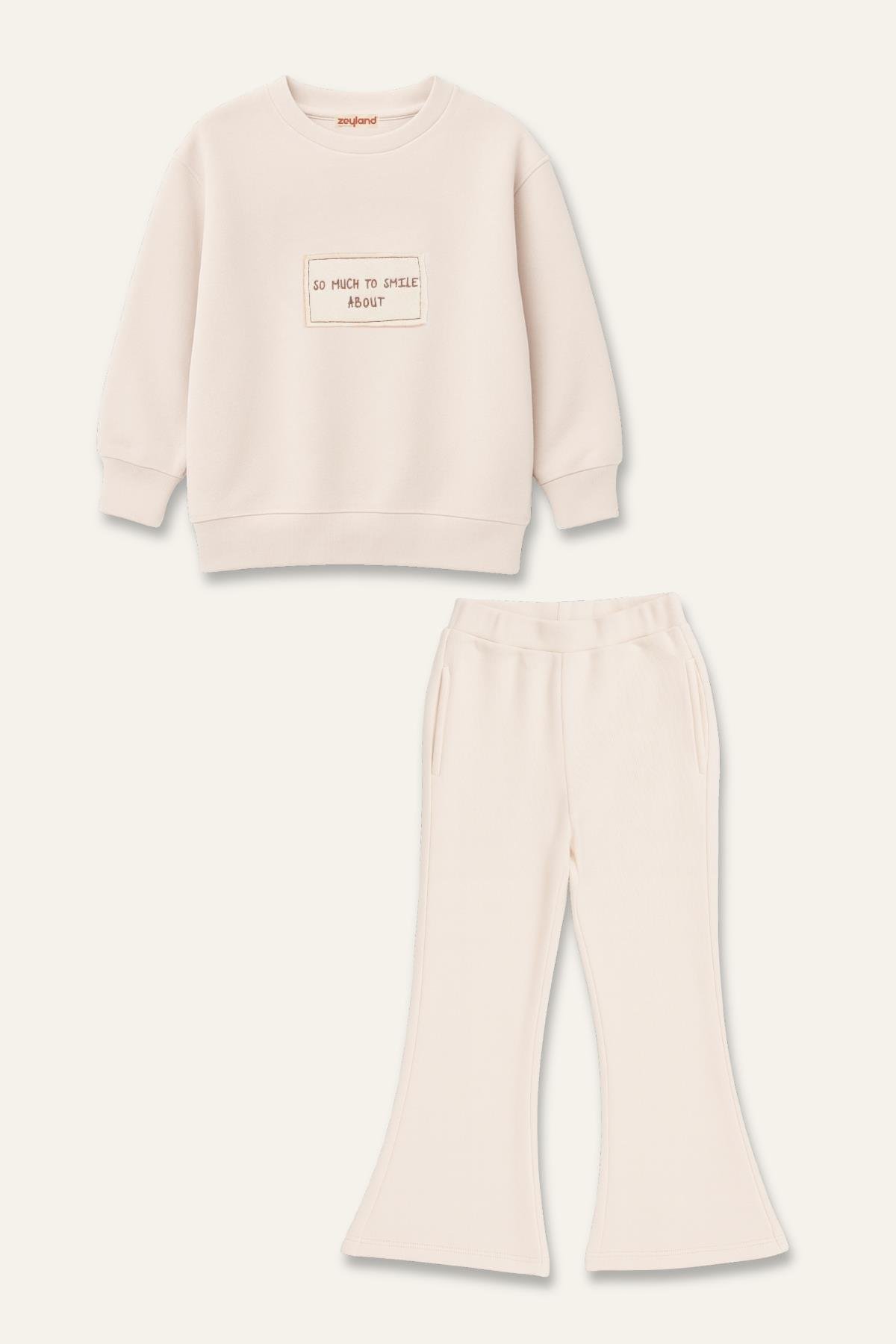 Kız Çocuk Yumoş İkili Takım - Krem