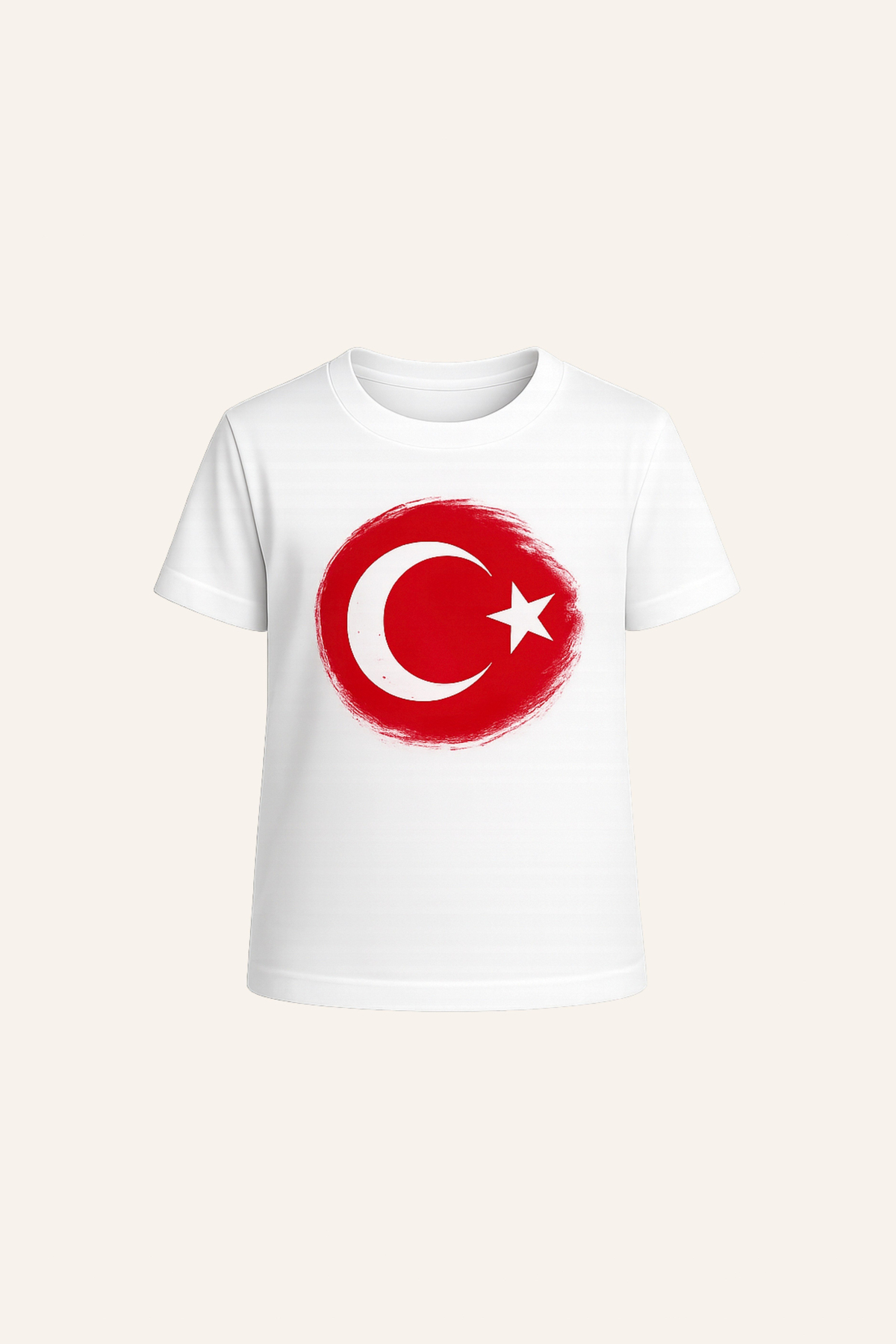 Kız Erkek Çocuk Ay Yıldız Baskılı Kısa Kol T-shirt - Beyaz
