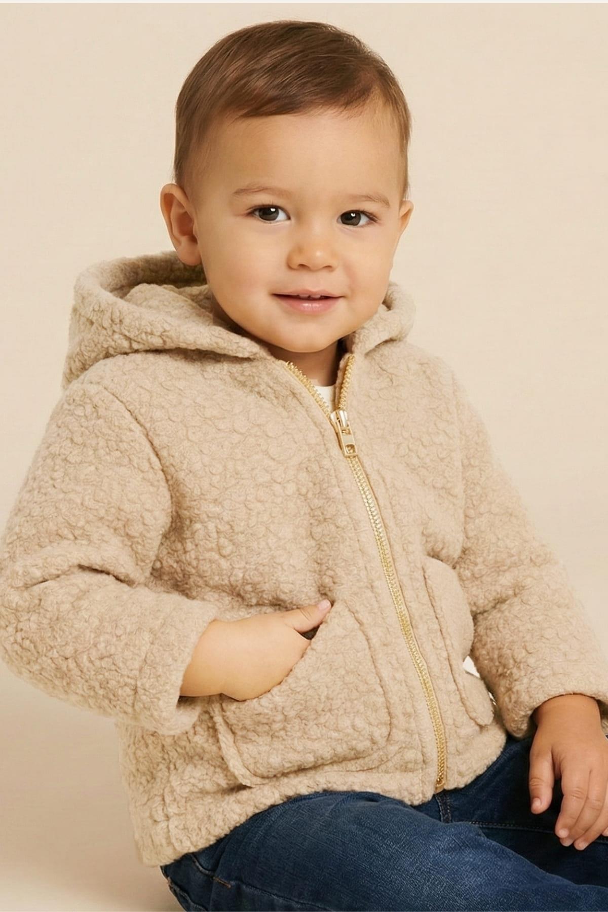 Unisex Bebek Çift Taraflı Kaban - Antrasit