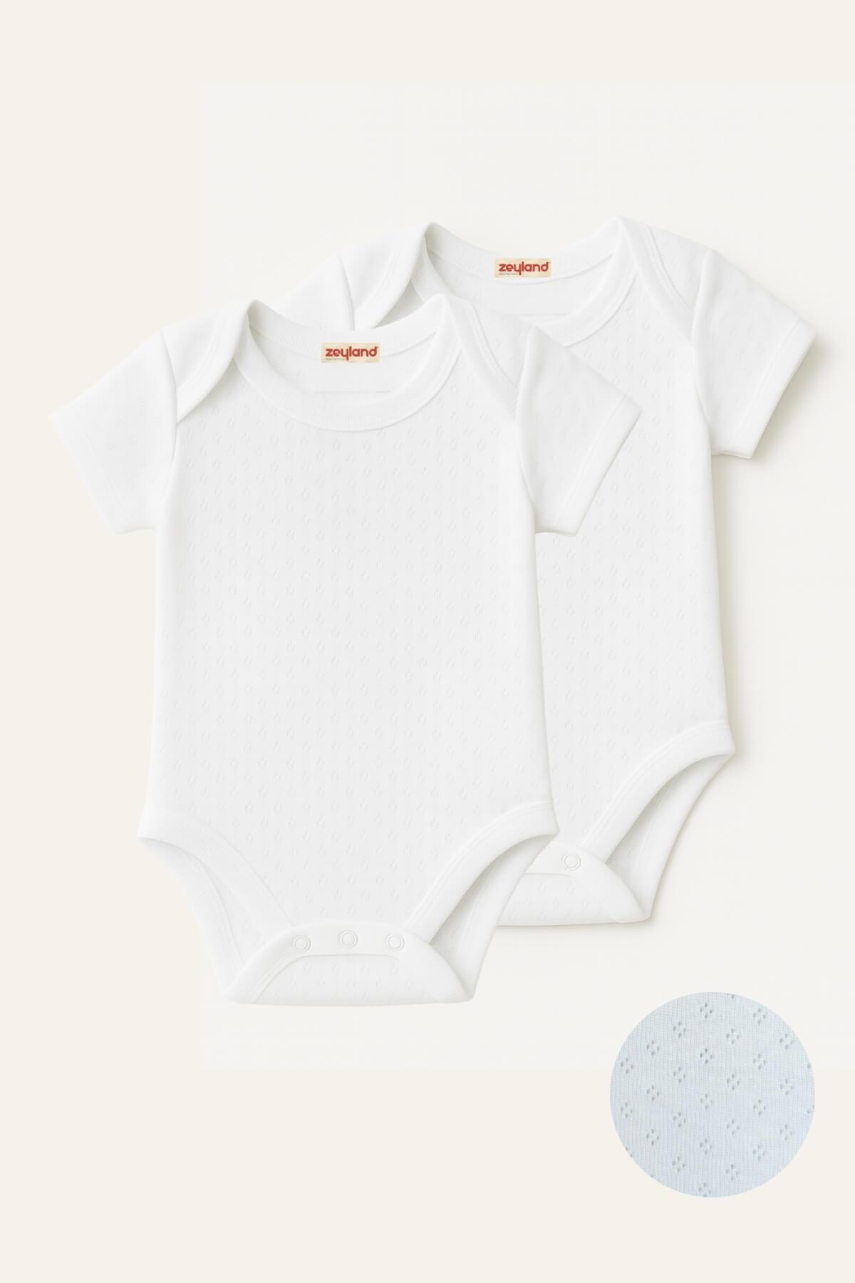 Unisex Bebek İkili Kısa Kol Body - Beyaz