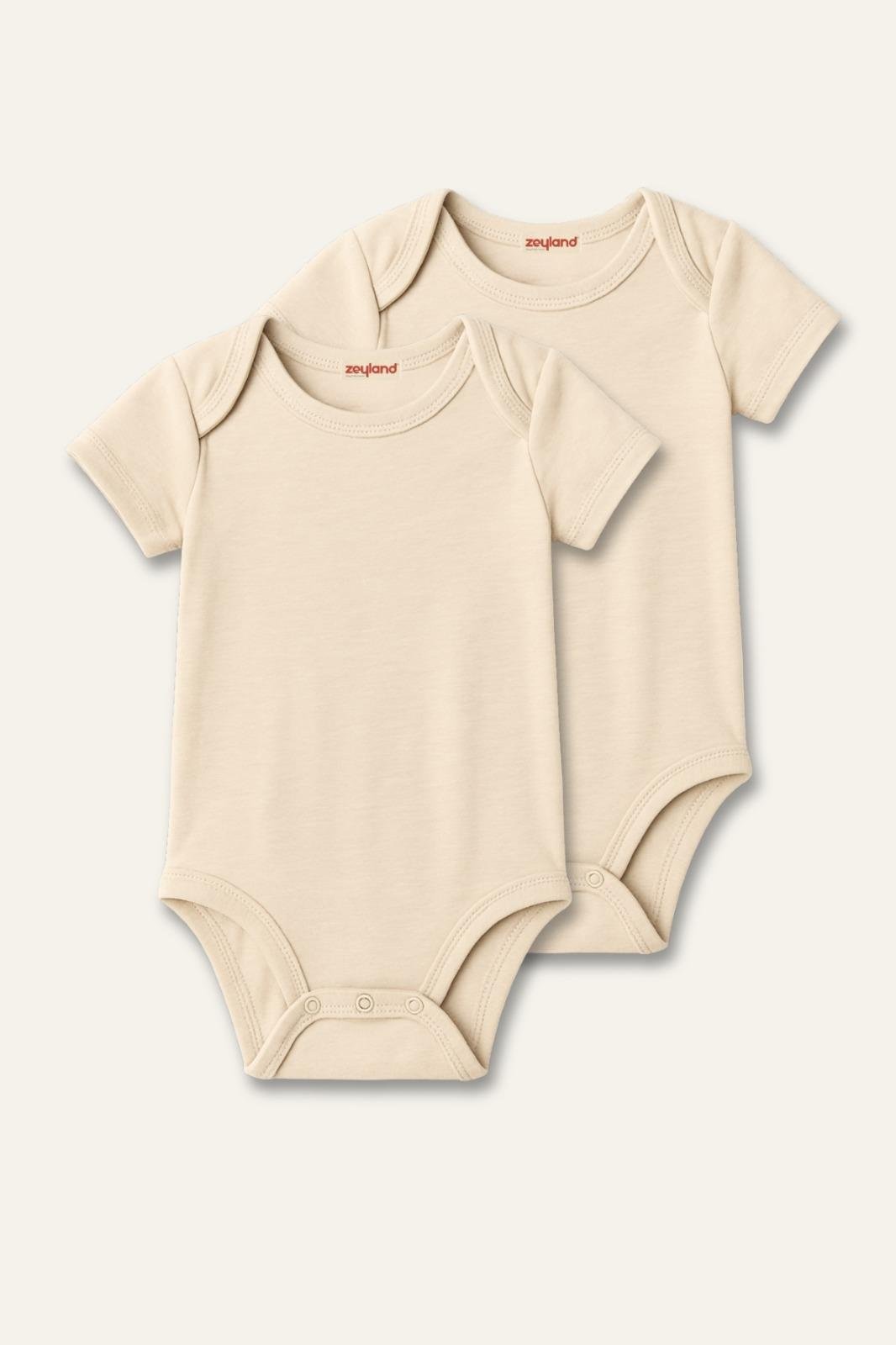 Unisex Bebek İkili Kısa Kol Body - Krem