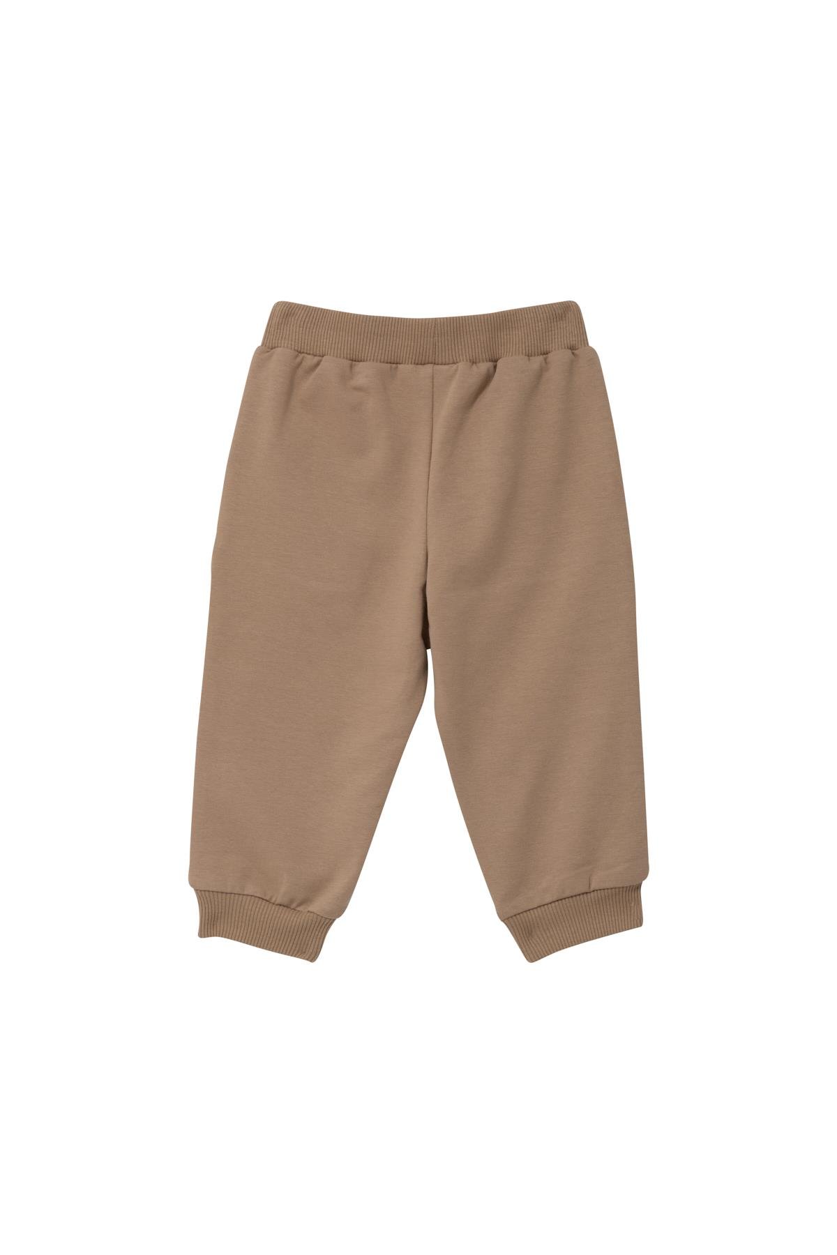 Unisex Bebek Nakış Detaylı Eşofman Takımı - Bej