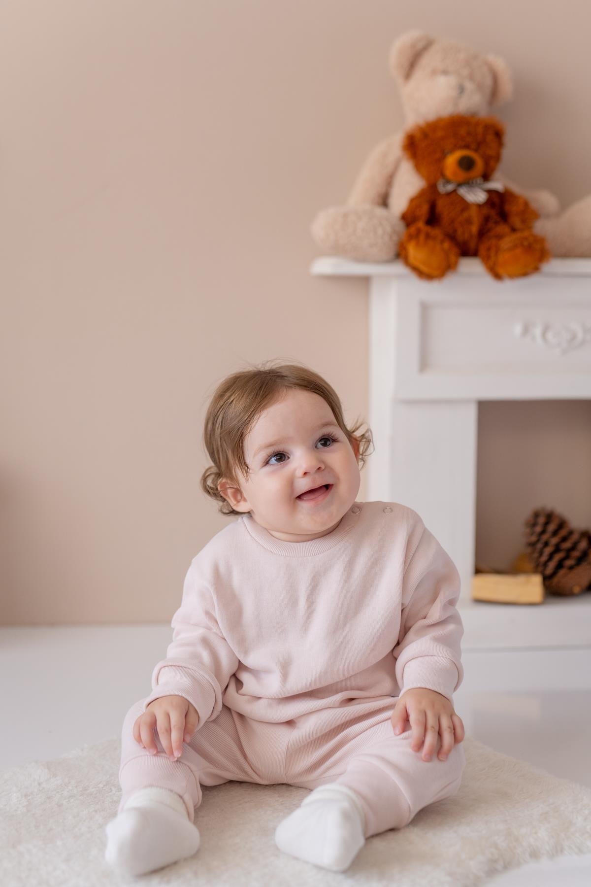 Unisex Bebek Organik İkili Takım - Pudra